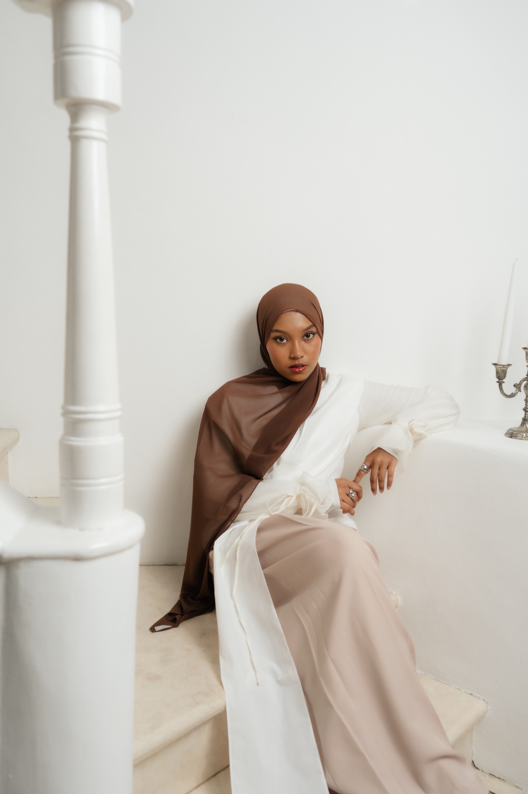 Fona Scarf Cocoa Brown | Pashmina Premium Light Chiffon