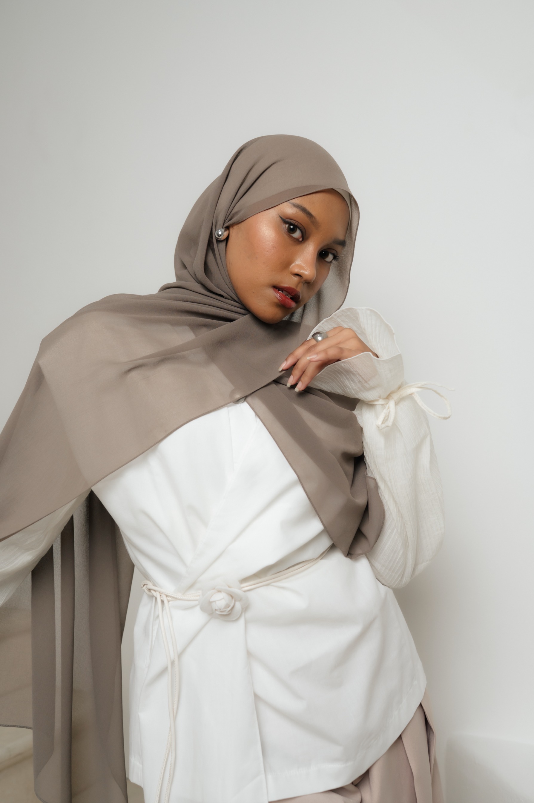 Fona Scarf Earl Grey | Pashmina Premium Light Chiffon
