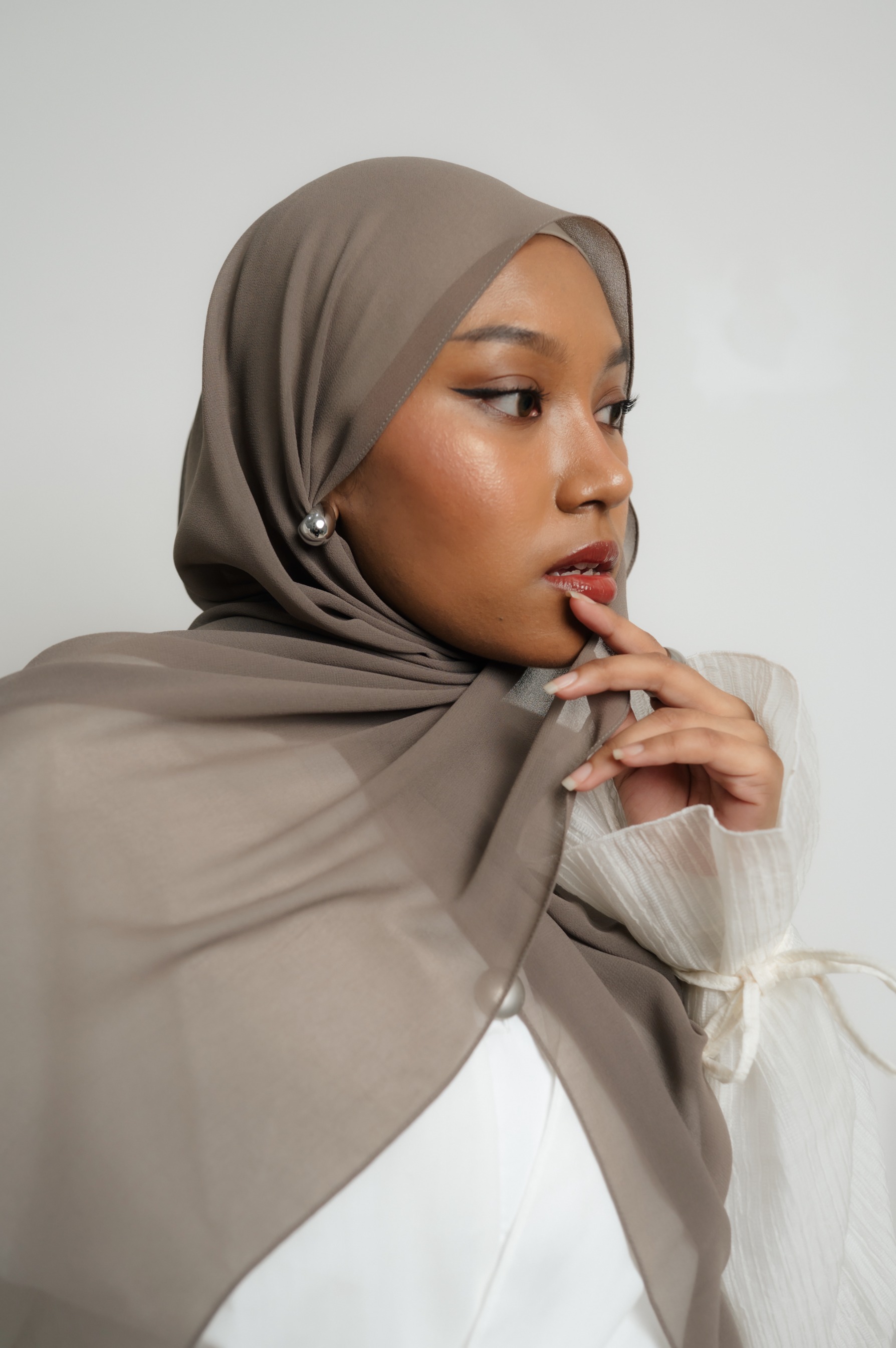 Fona Scarf Earl Grey | Pashmina Premium Light Chiffon