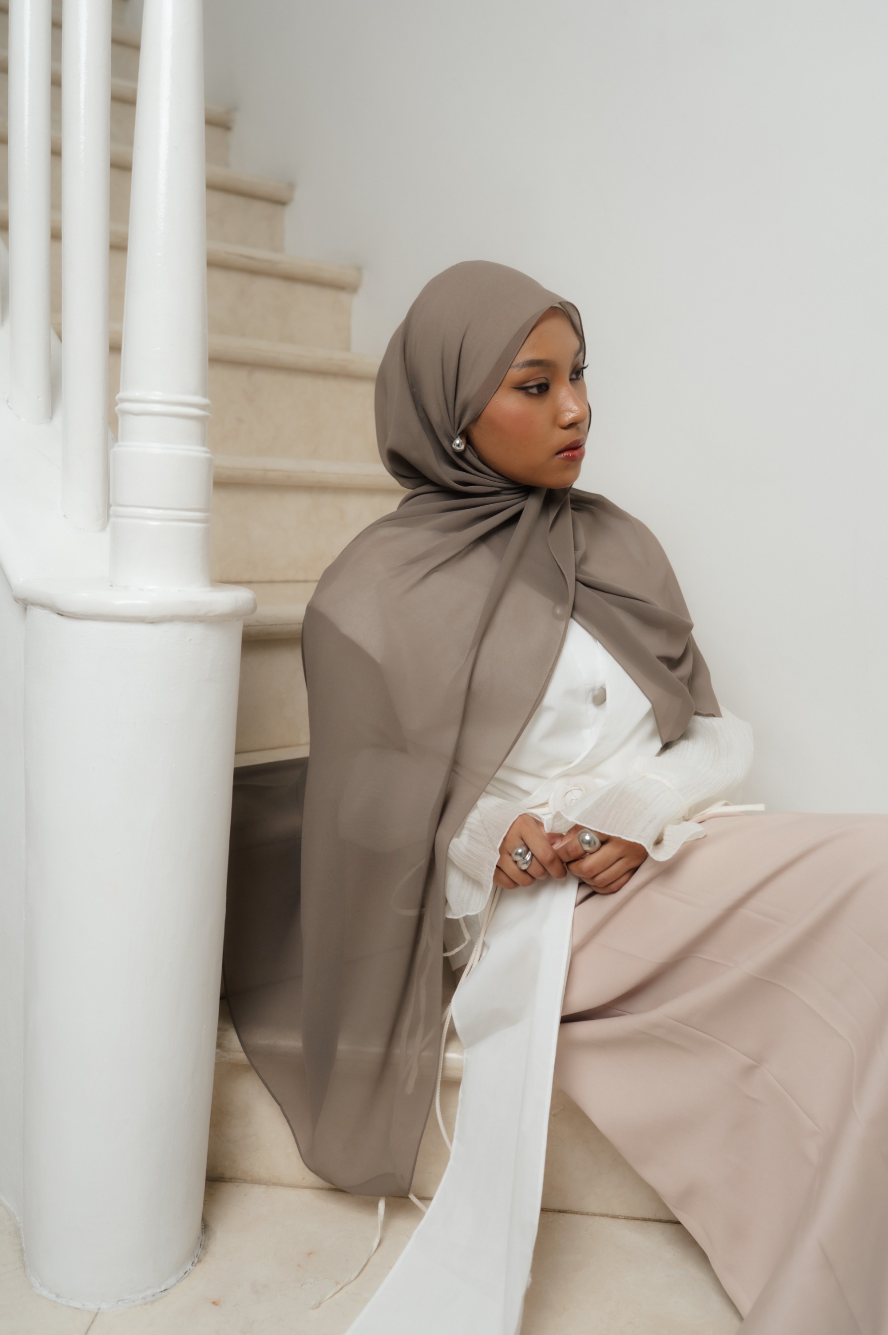Fona Scarf Earl Grey | Pashmina Premium Light Chiffon