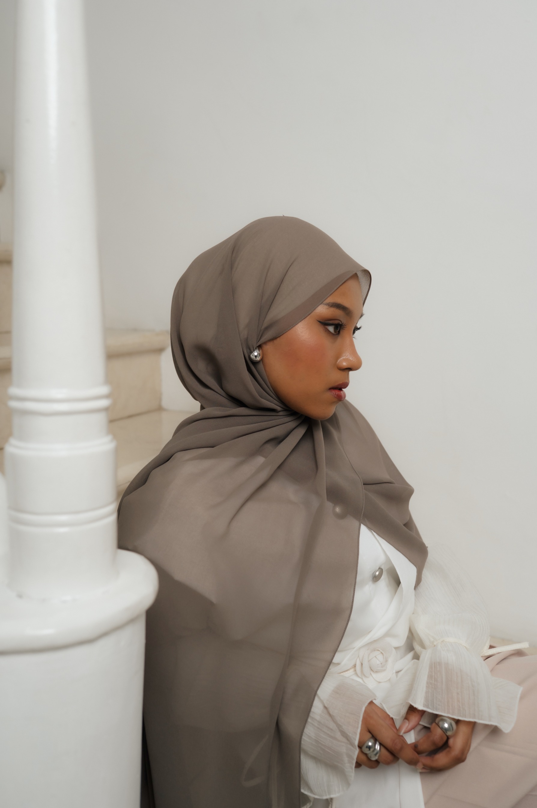 Fona Scarf Earl Grey | Pashmina Premium Light Chiffon