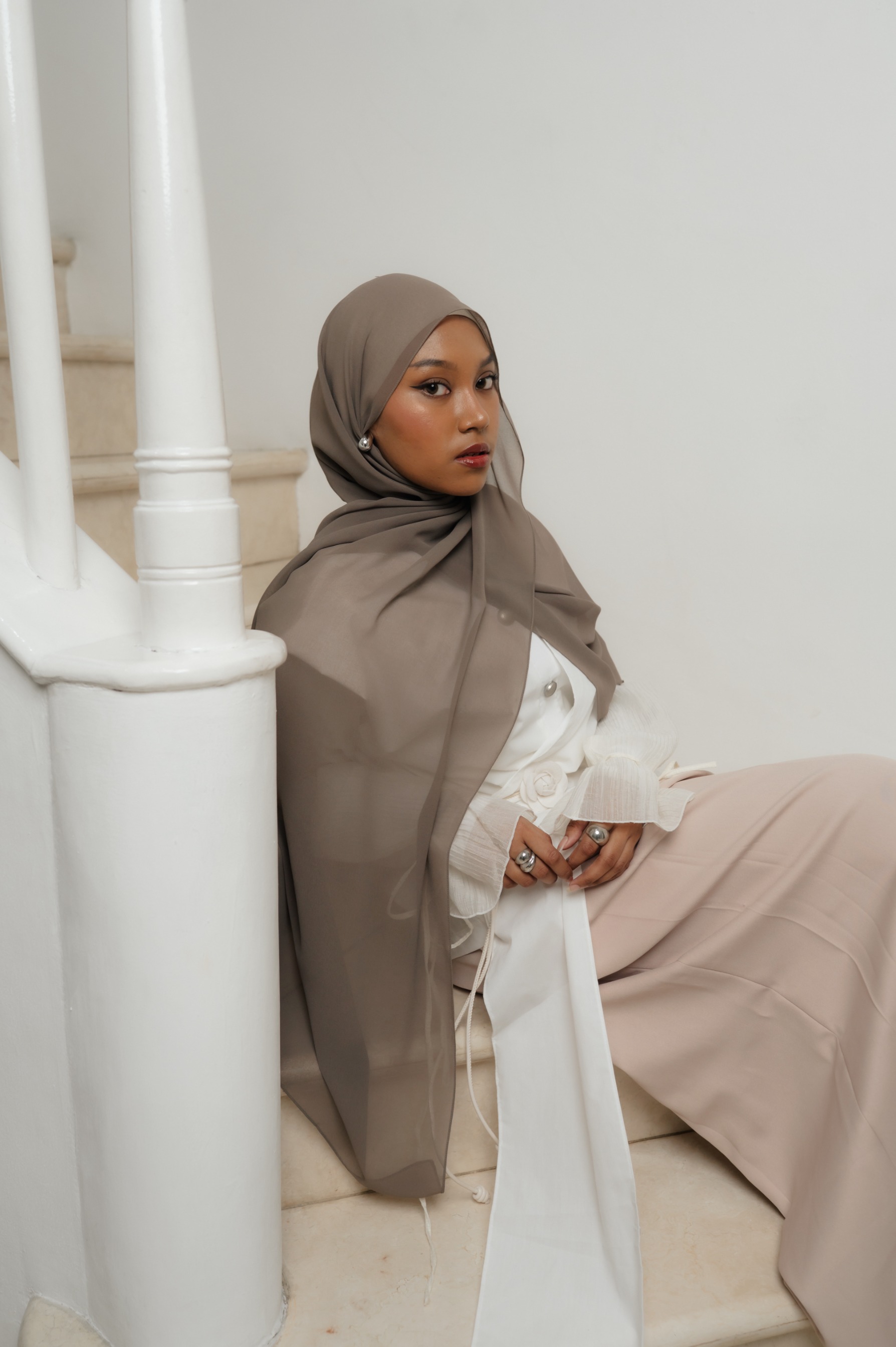 Fona Scarf Earl Grey | Pashmina Premium Light Chiffon
