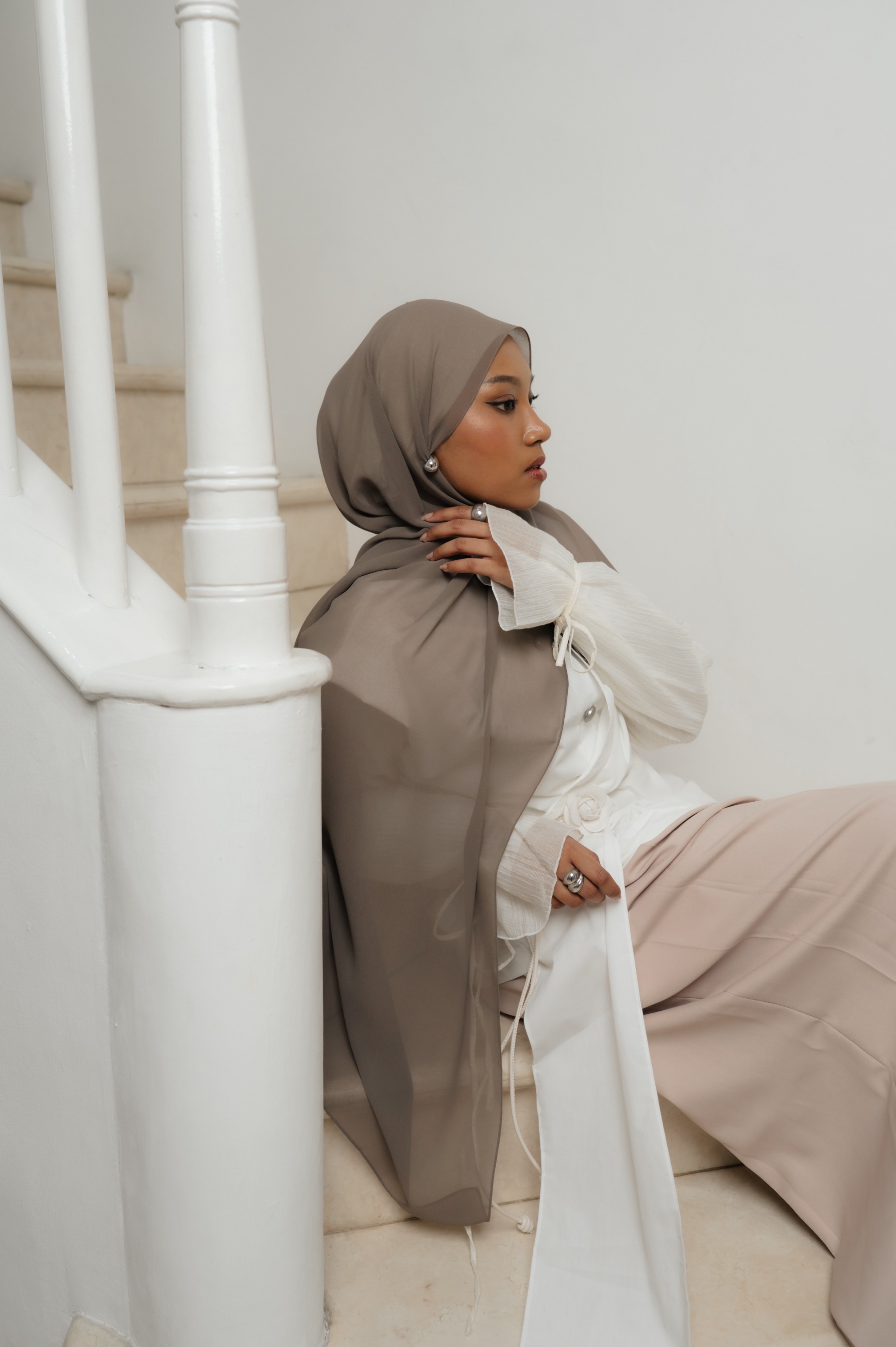 Fona Scarf Earl Grey | Pashmina Premium Light Chiffon