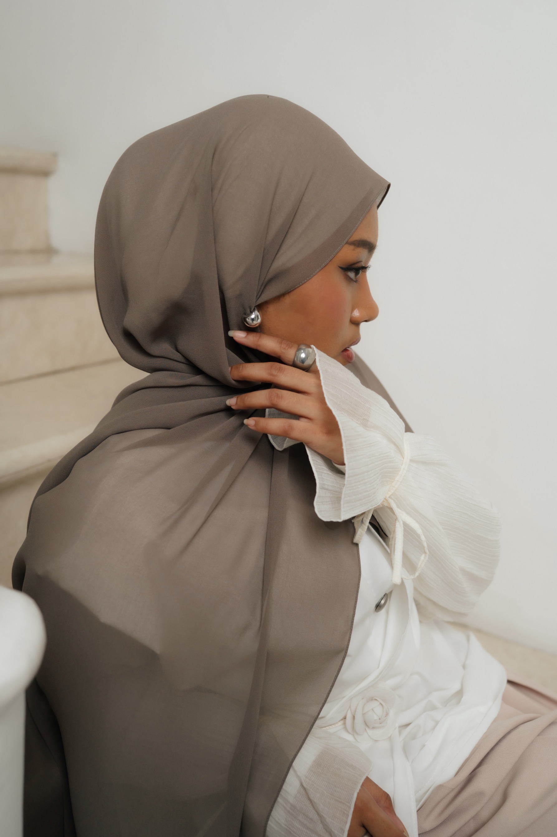 Fona Scarf Earl Grey | Pashmina Premium Light Chiffon