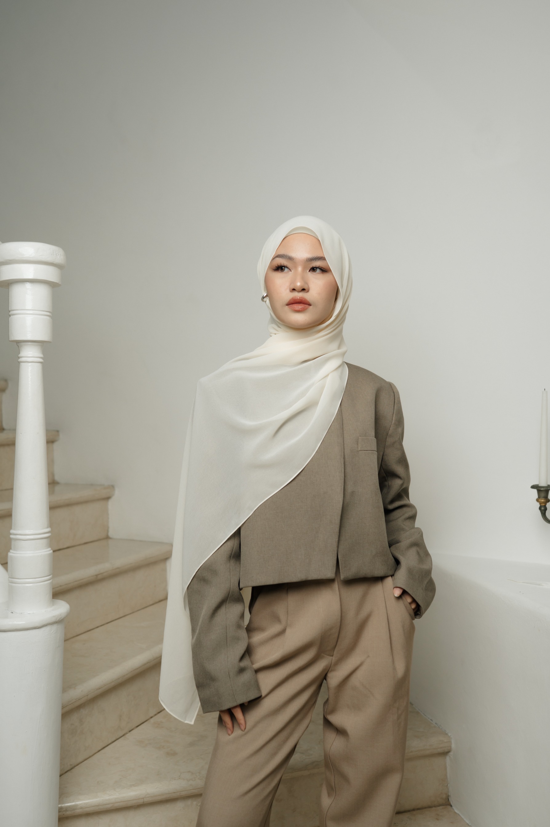 Fona Scarf Cloud Cream | Pashmina Premium Light Chiffon
