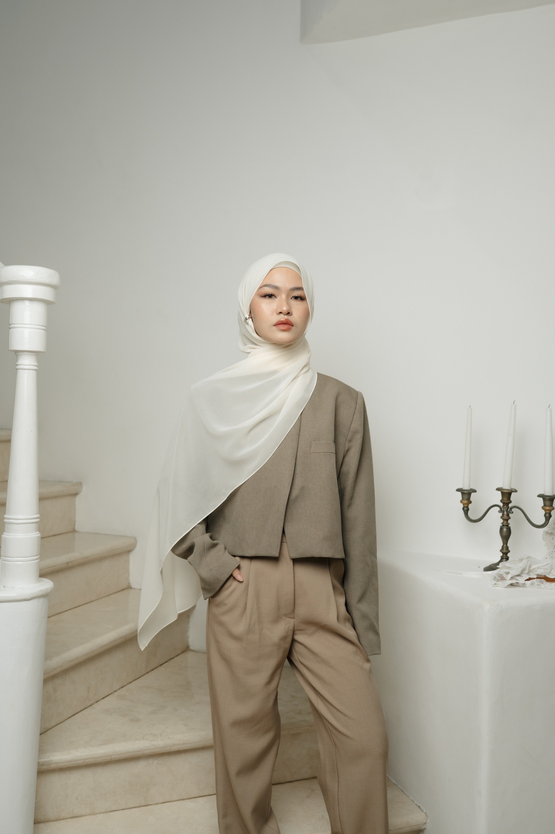 Fona Scarf Cloud Cream | Pashmina Premium Light Chiffon