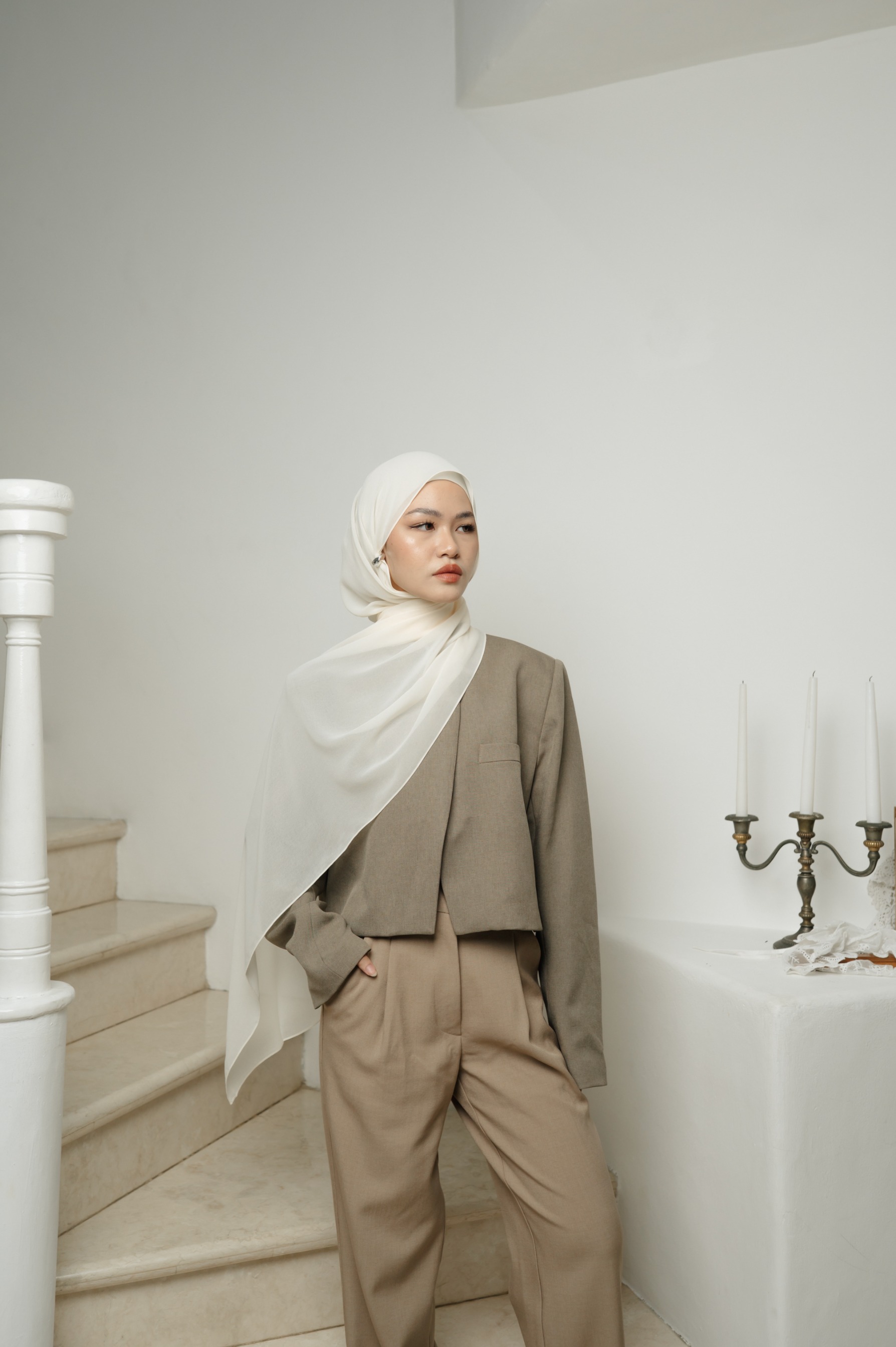 Fona Scarf Cloud Cream | Pashmina Premium Light Chiffon