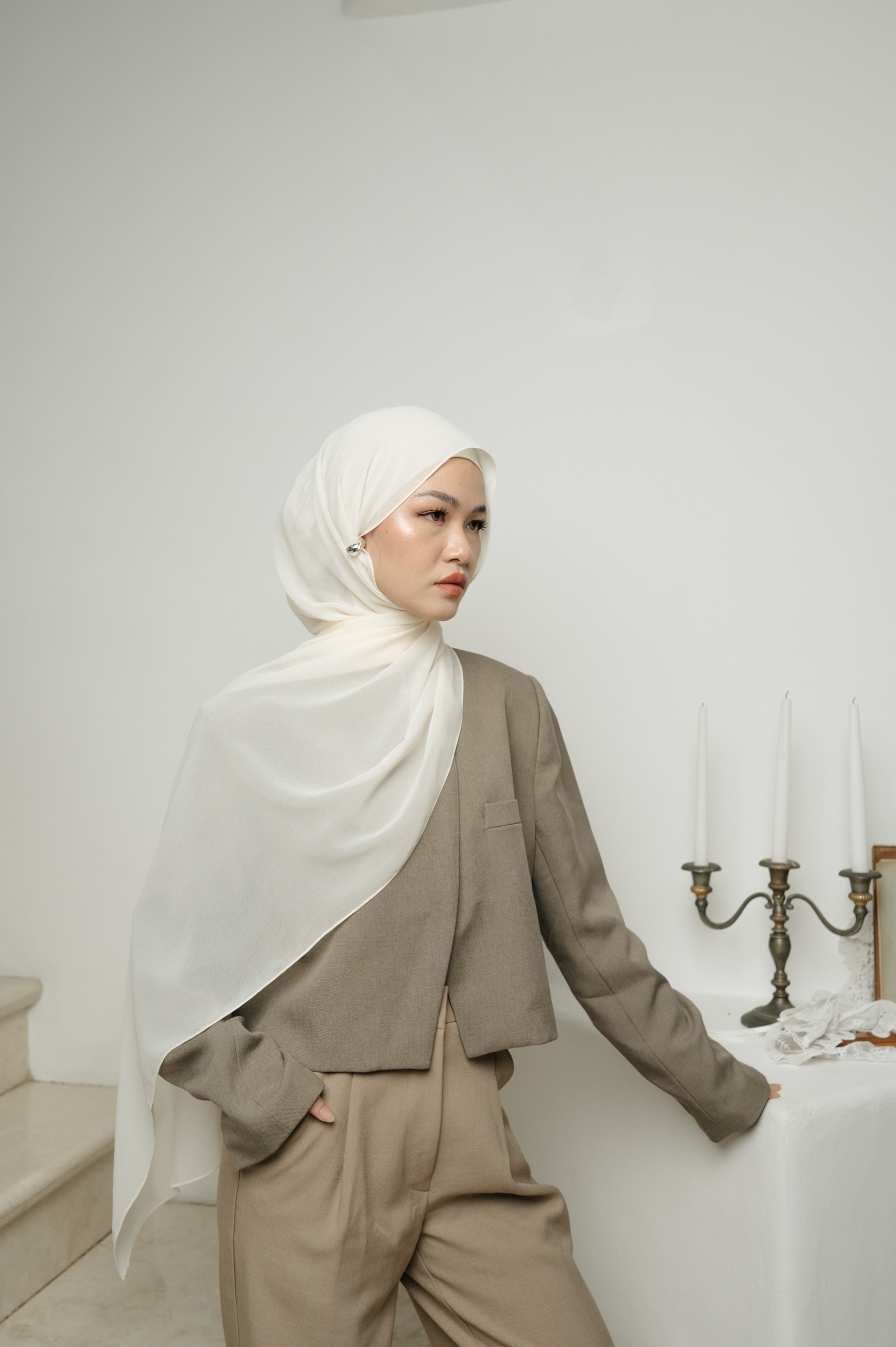 Fona Scarf Cloud Cream | Pashmina Premium Light Chiffon