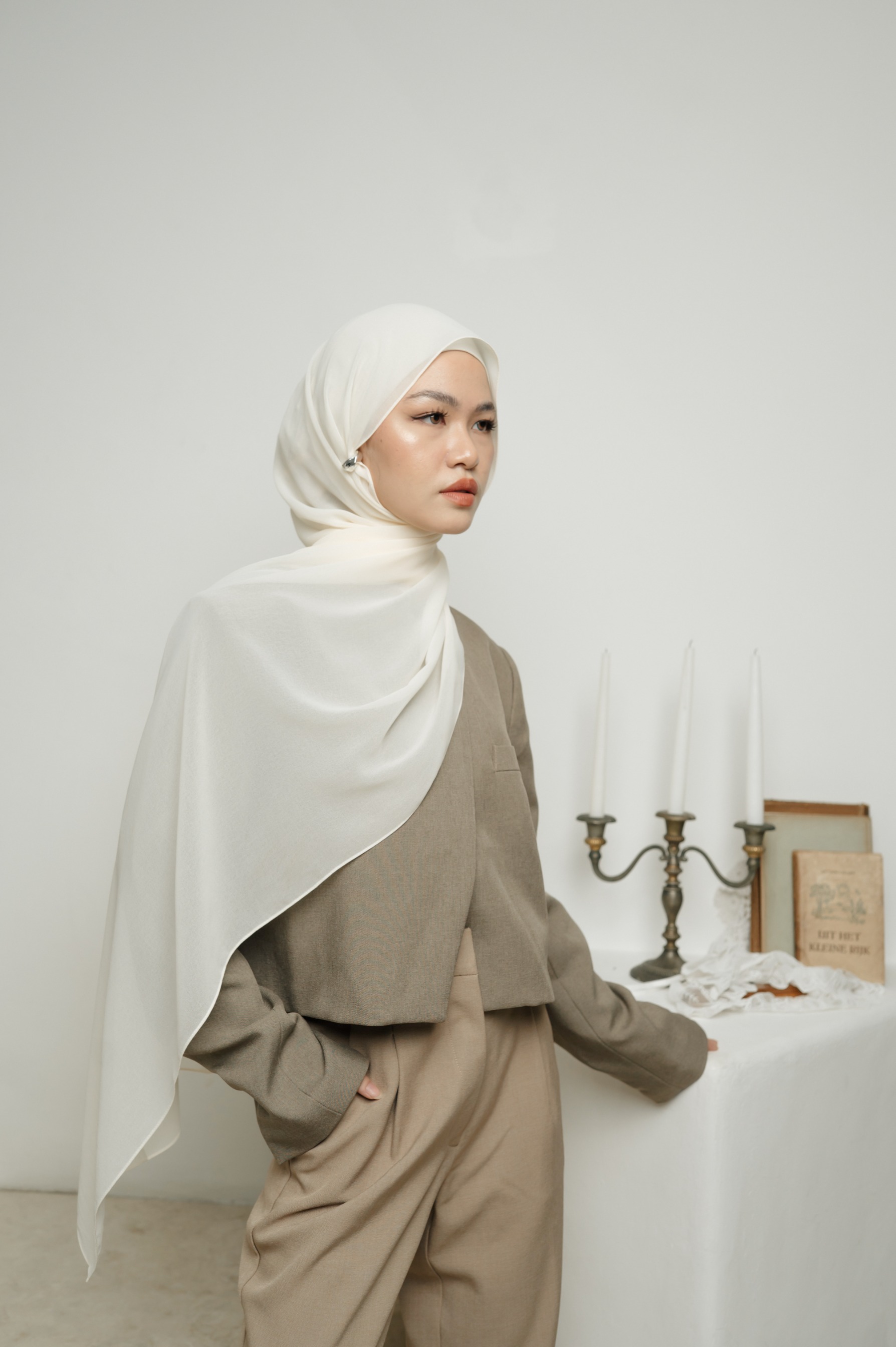 Fona Scarf Cloud Cream | Pashmina Premium Light Chiffon