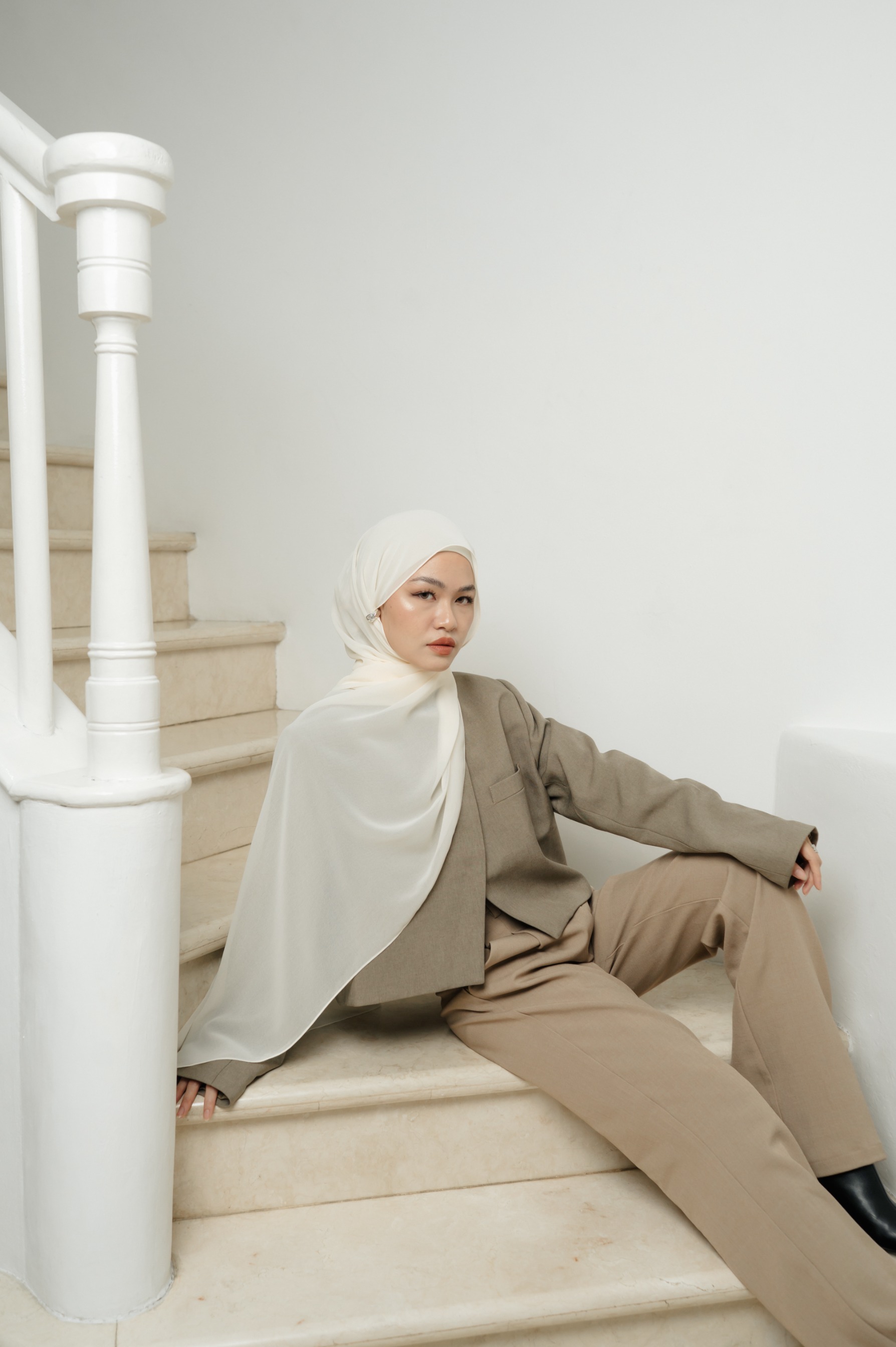 Fona Scarf Cloud Cream | Pashmina Premium Light Chiffon
