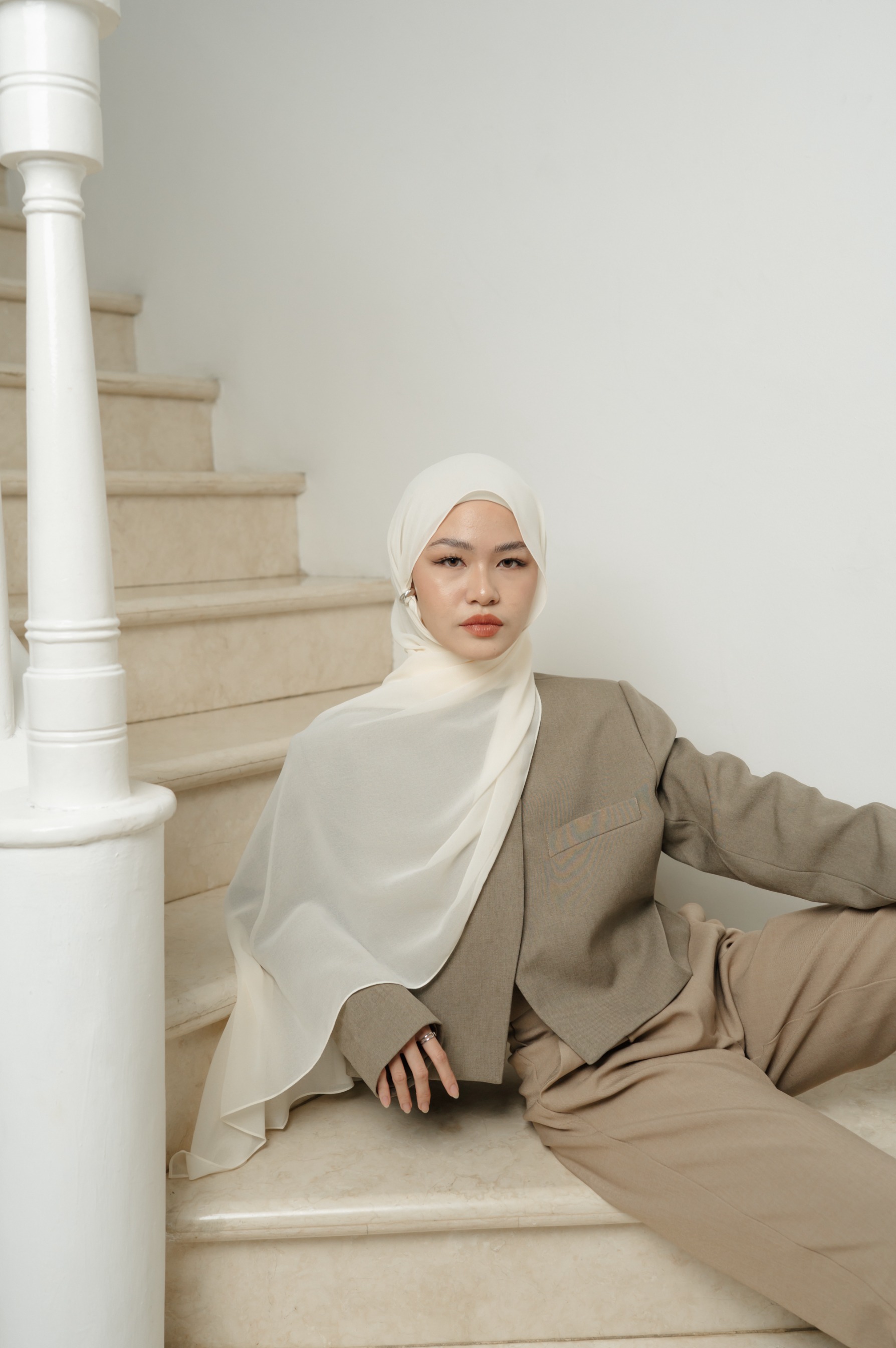 Fona Scarf Cloud Cream | Pashmina Premium Light Chiffon