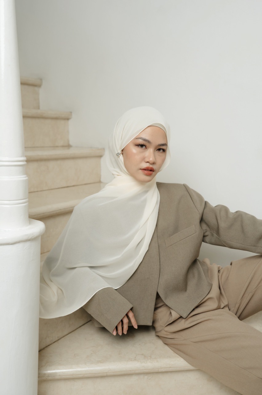 Fona Scarf Cloud Cream | Pashmina Premium Light Chiffon