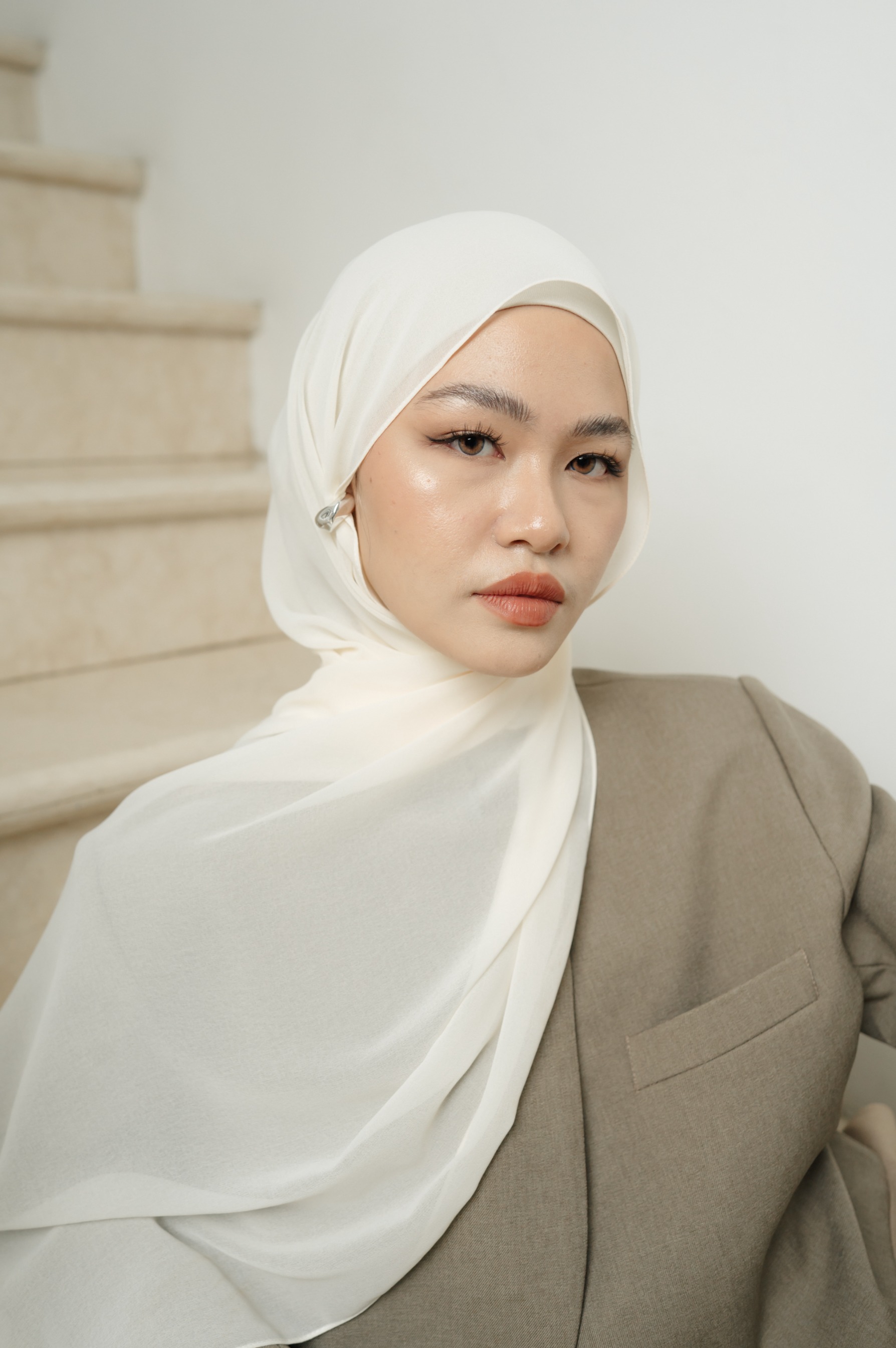 Fona Scarf Cloud Cream | Pashmina Premium Light Chiffon