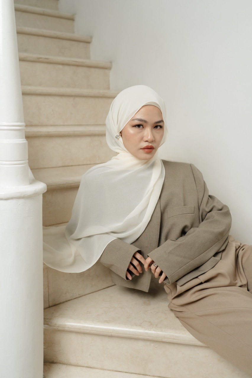 Fona Scarf Cloud Cream | Pashmina Premium Light Chiffon