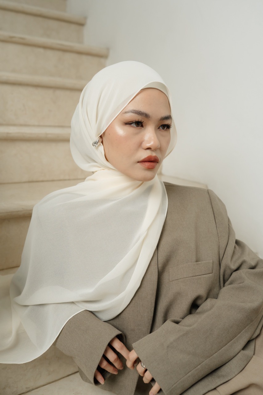 Fona Scarf Cloud Cream | Pashmina Premium Light Chiffon