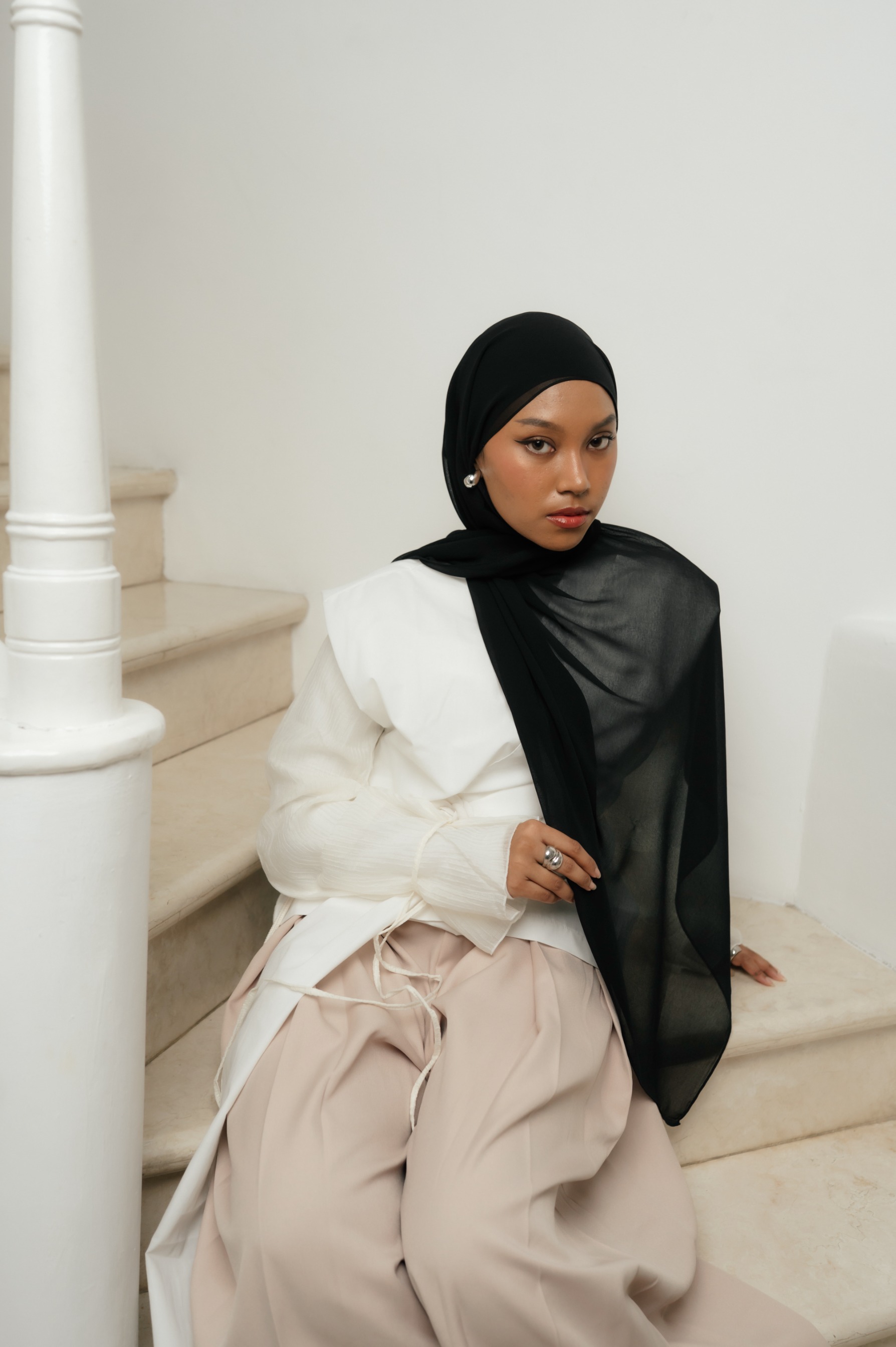 Fona Scarf Black Bean | Pashmina Premium Light Chiffon