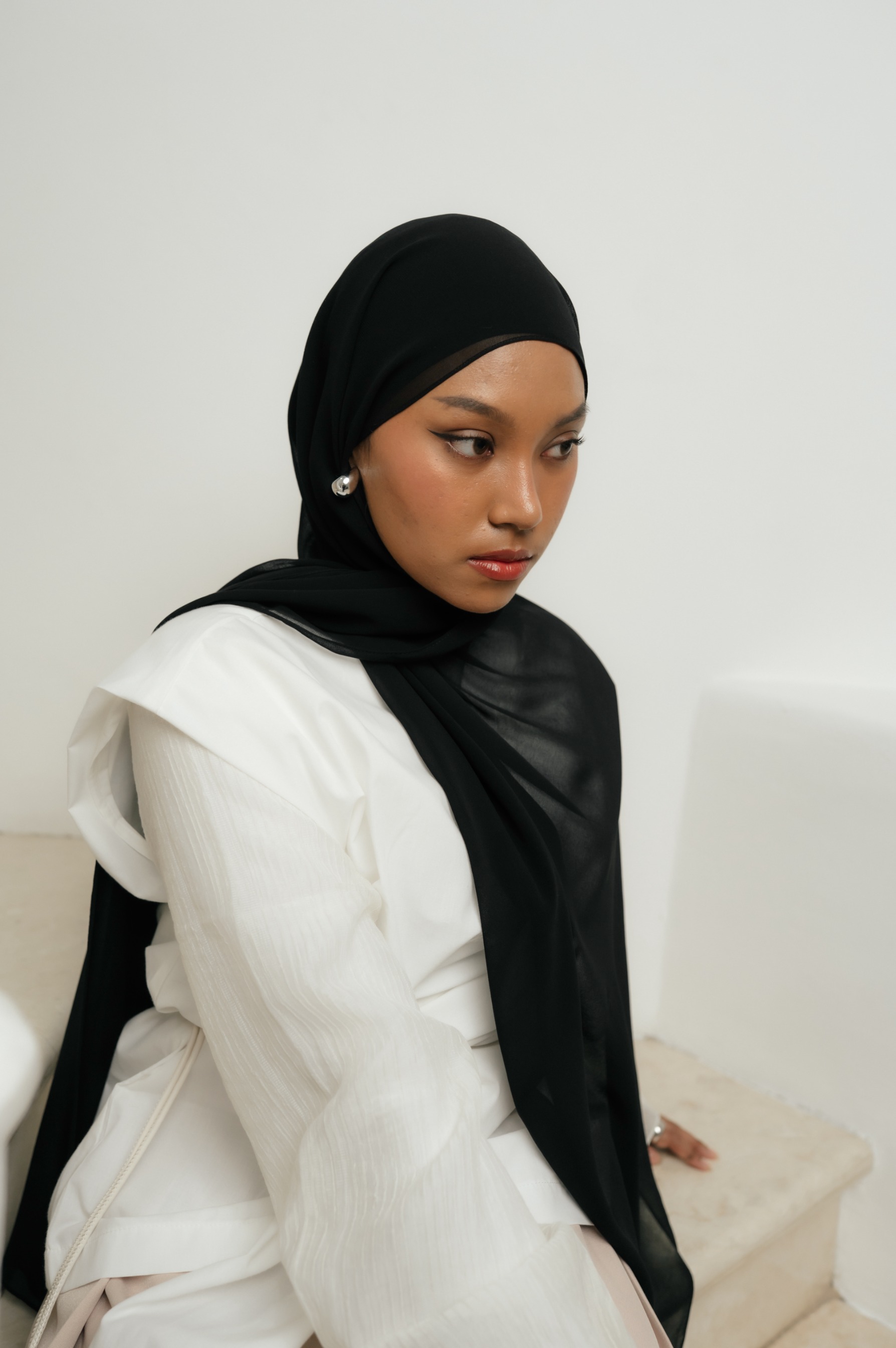 Fona Scarf Black Bean | Pashmina Premium Light Chiffon