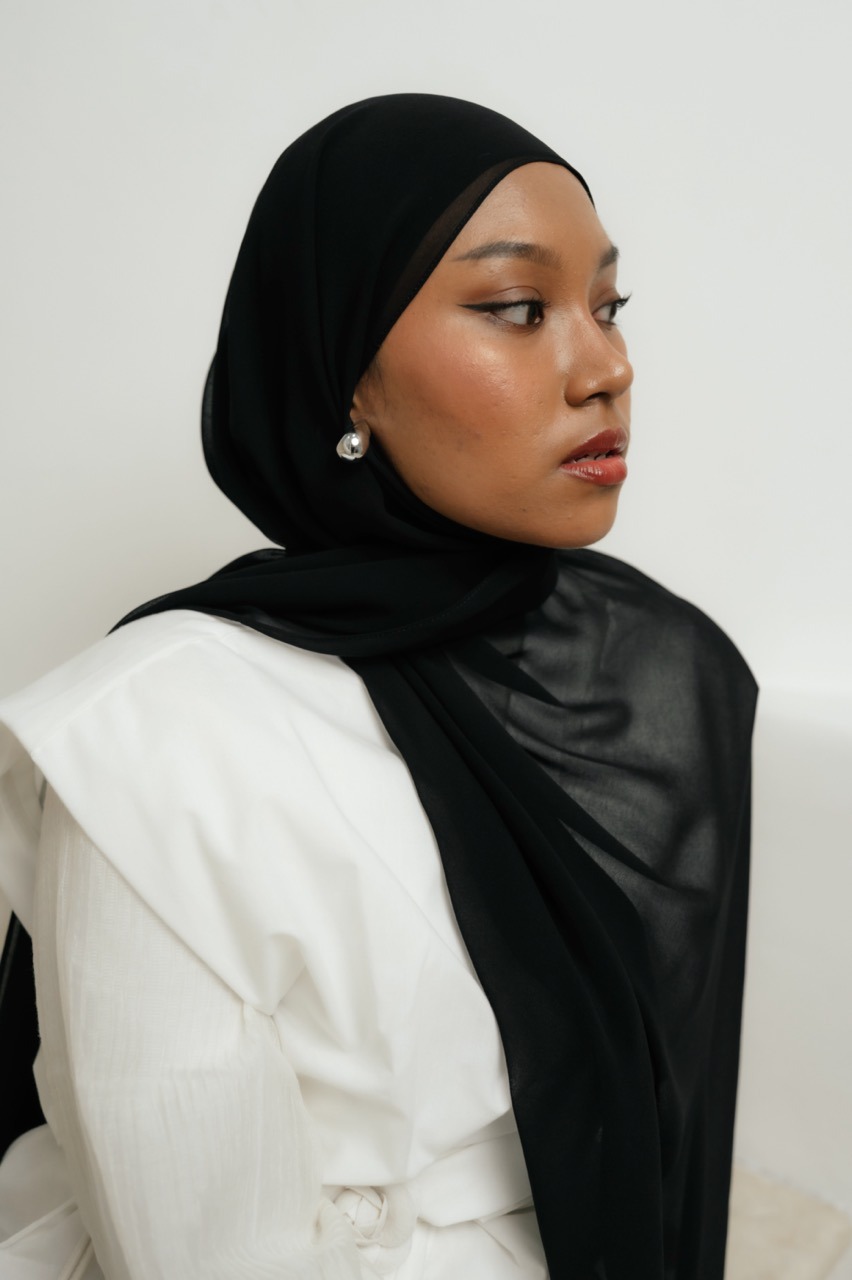 Fona Scarf Black Bean | Pashmina Premium Light Chiffon