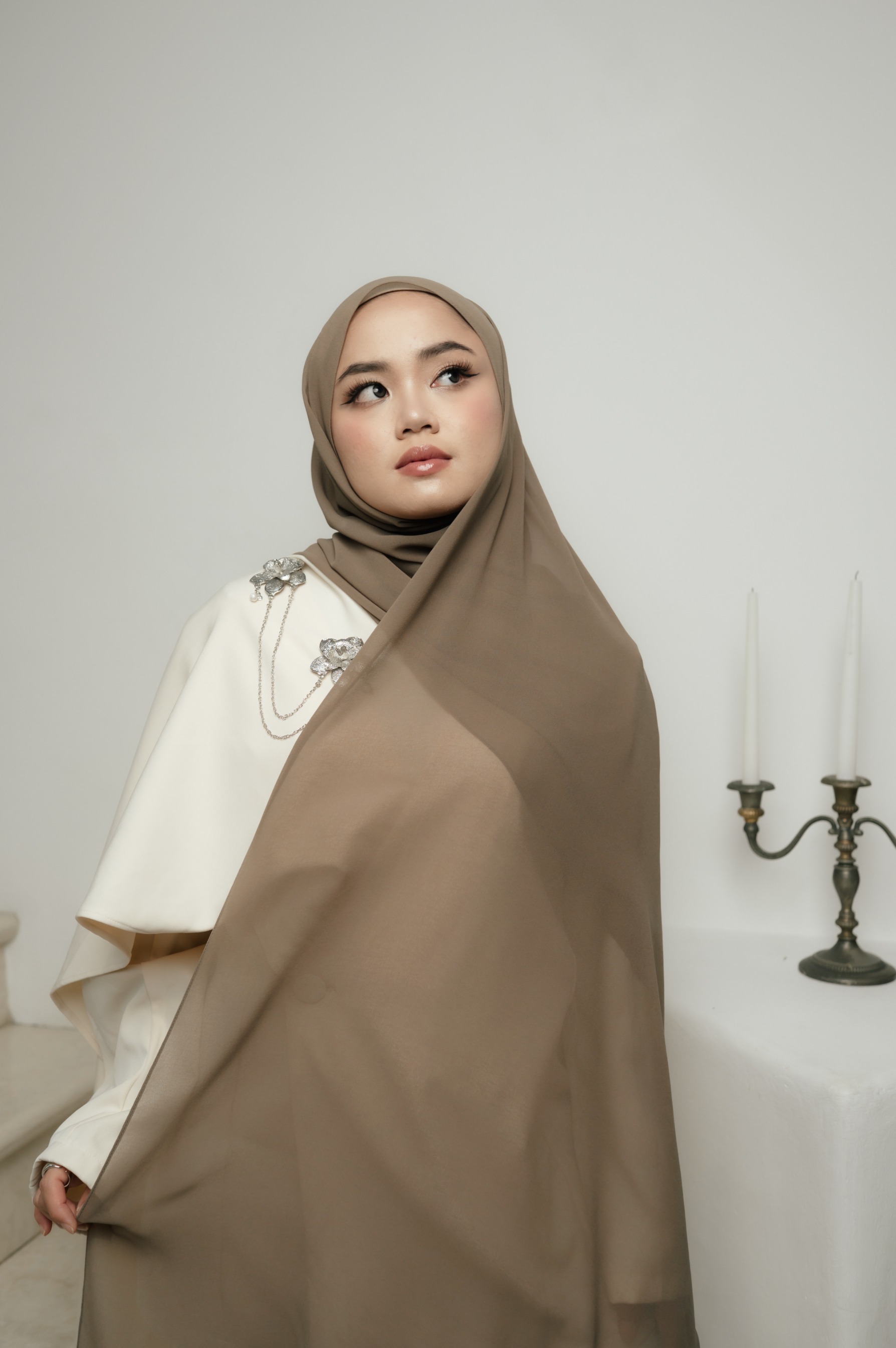 Fona Scarf Espresso | Pashmina Premium Light Chiffon
