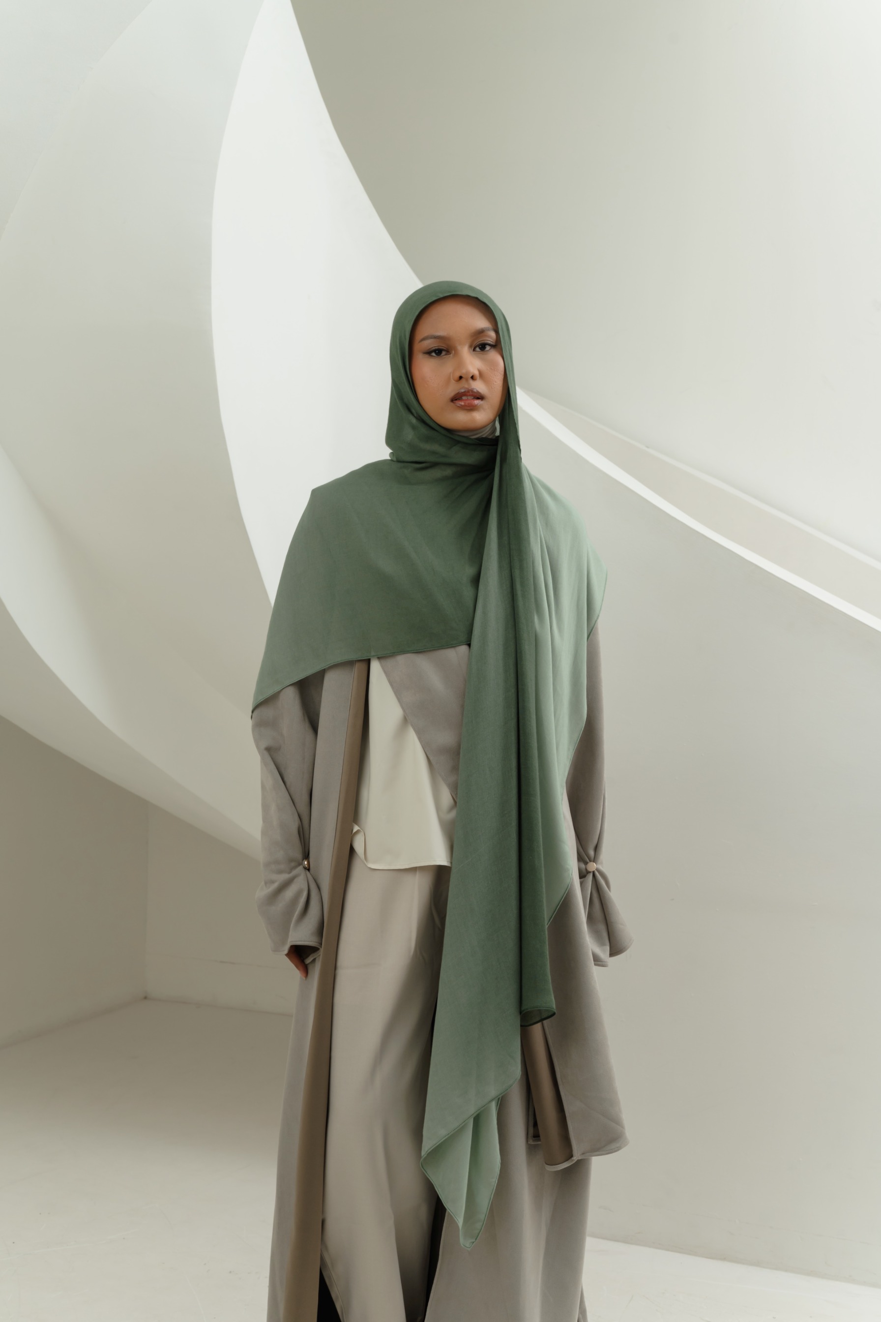 Omna Scarf Mineral Olive | Pashmina Printed Modals