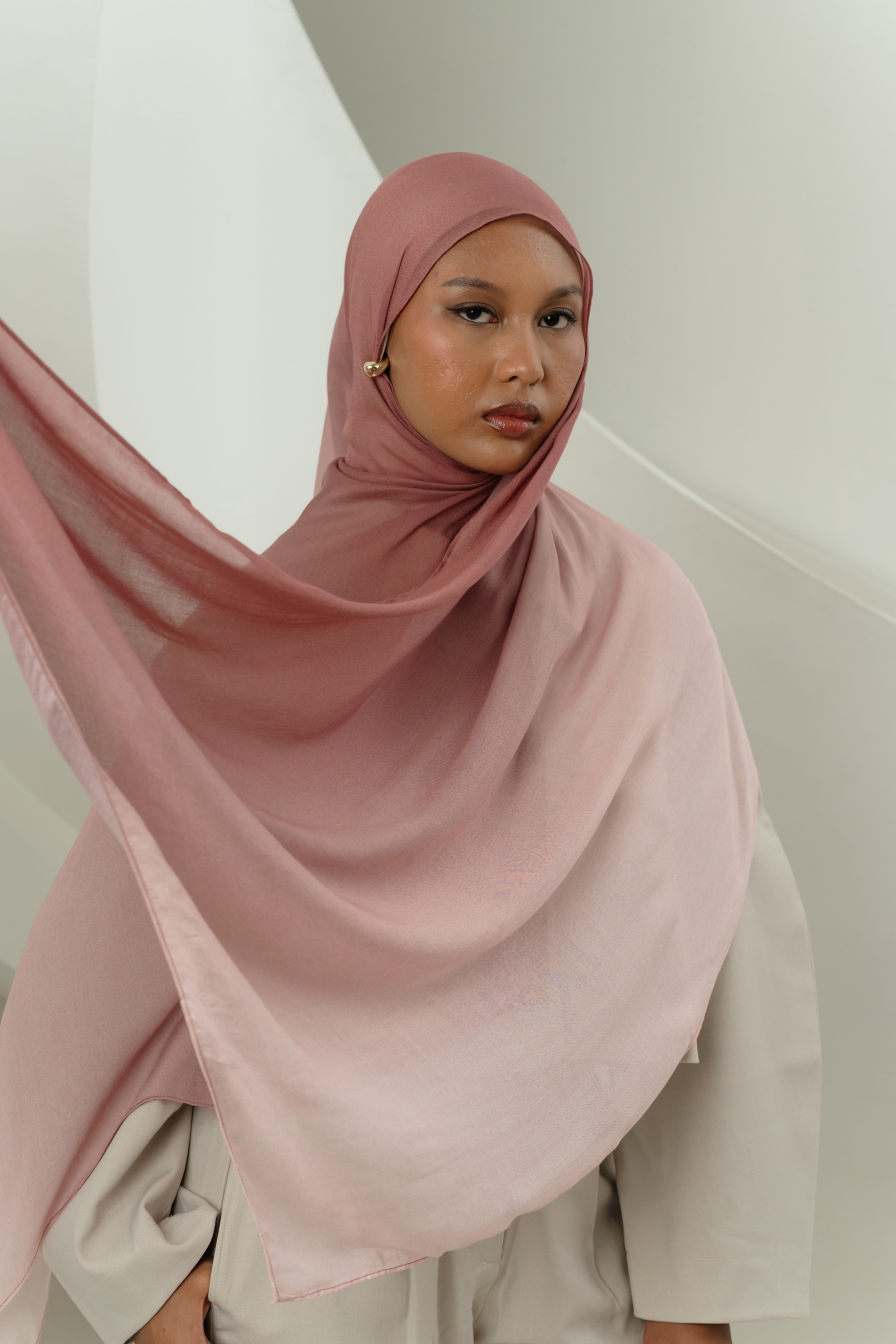 Omna Scarf Blush Pearl | Pashmina Printed Modals