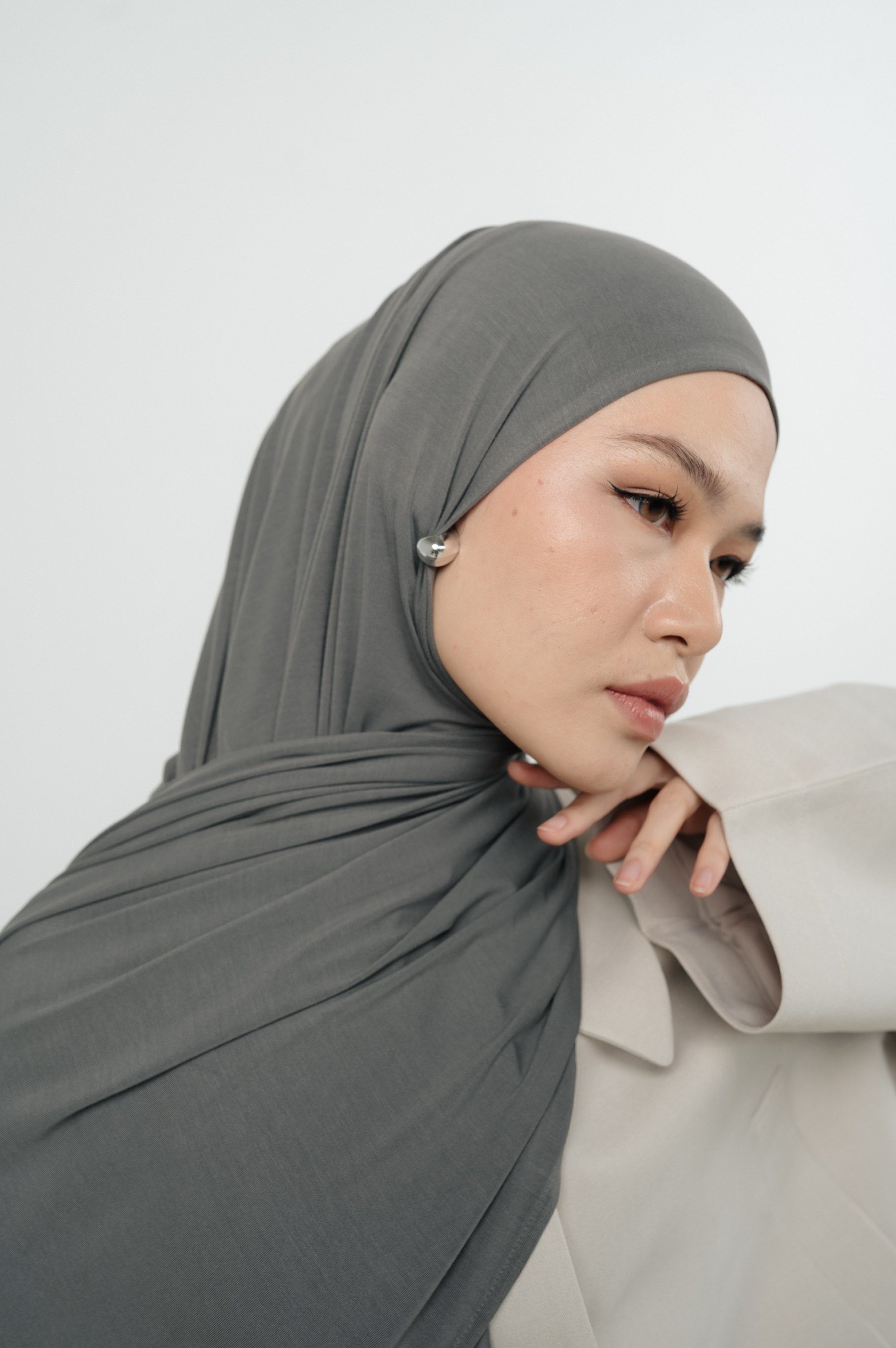 Zueda Instant Scarf Dark Grey | Pashmina Premium Bamboo