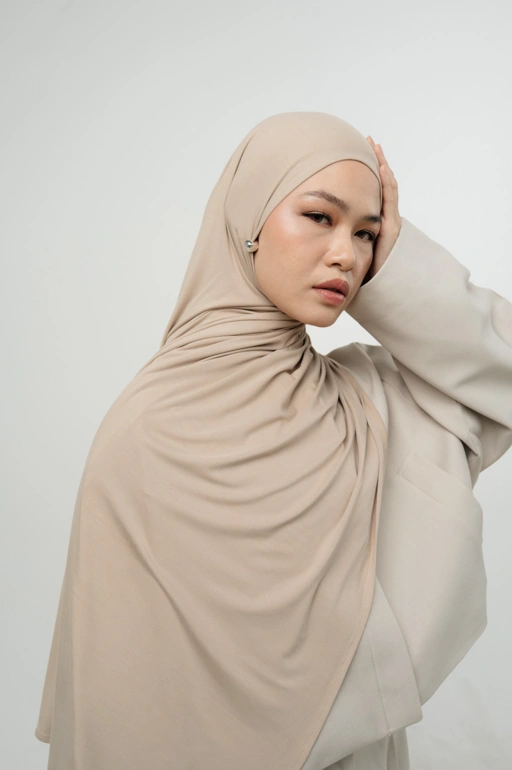 Image of Zueda Instant Scarf Light Mocha | Pashmina Premium Bamboo