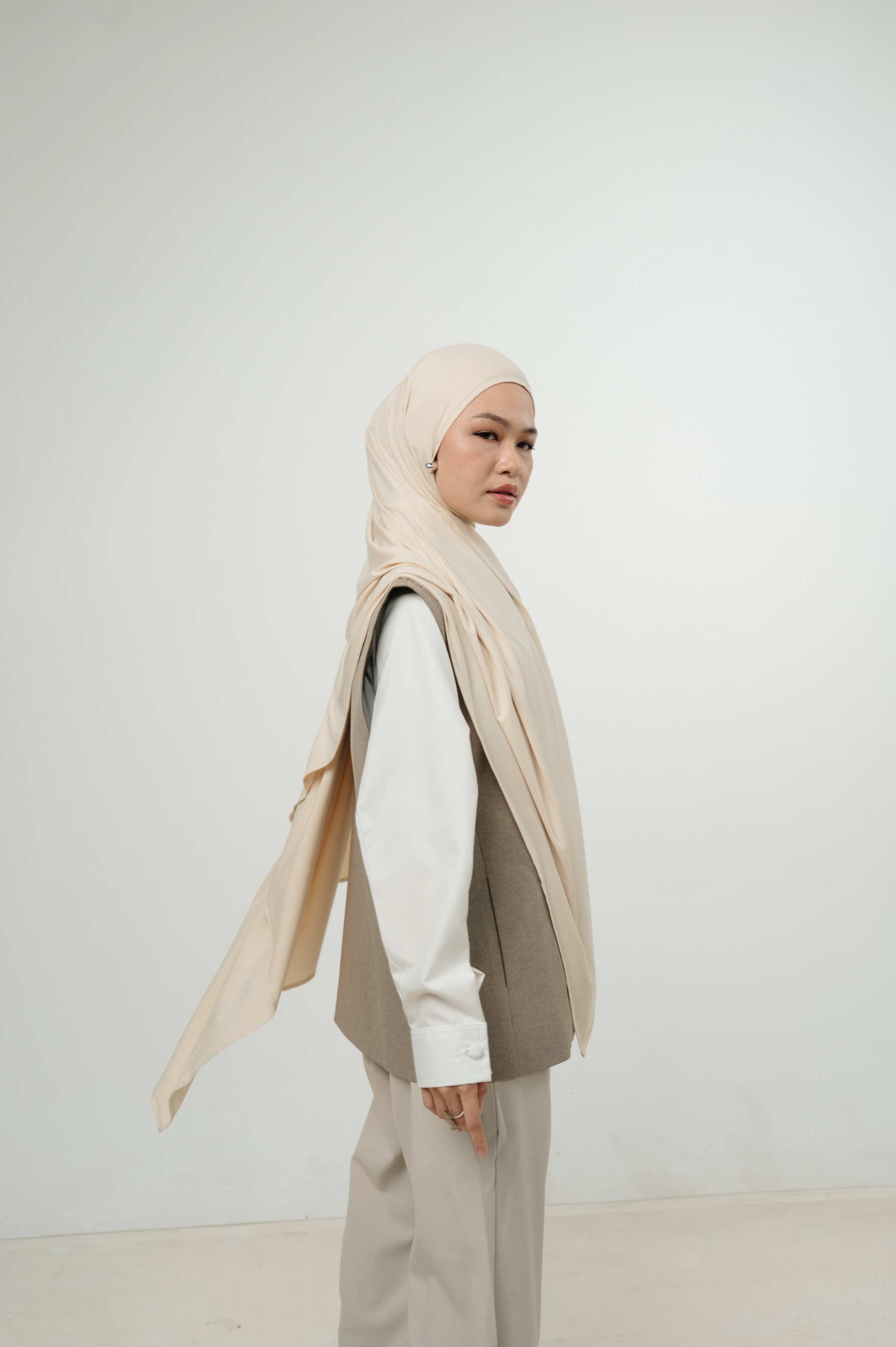 Zueda Instant Scarf Cream | Pashmina Premium Bamboo