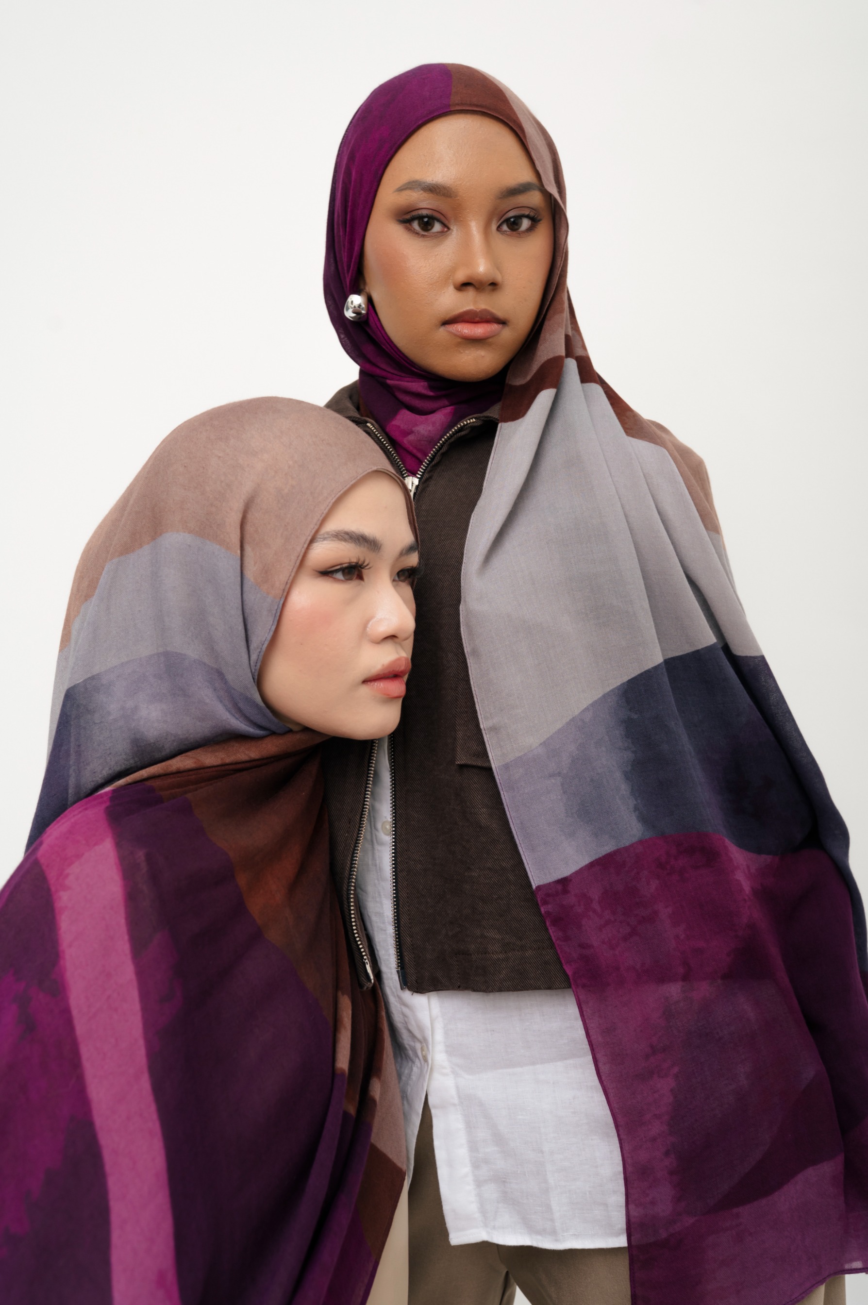 Sora Scarf Plum Waves | Pashmina Printed Modals
