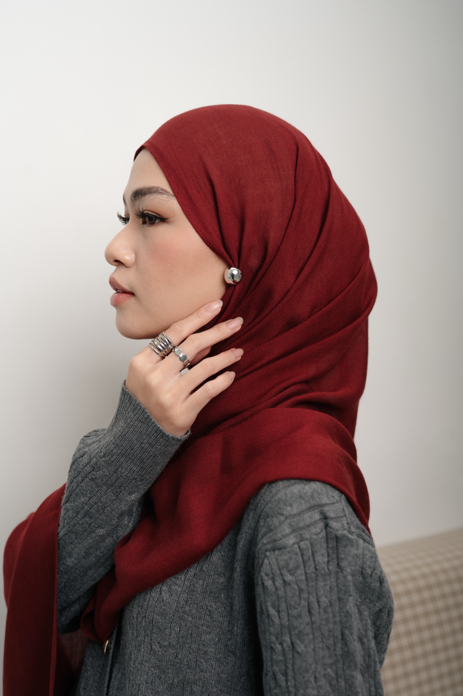 Sana Ruby Red | Pashmina Delicate Rayon