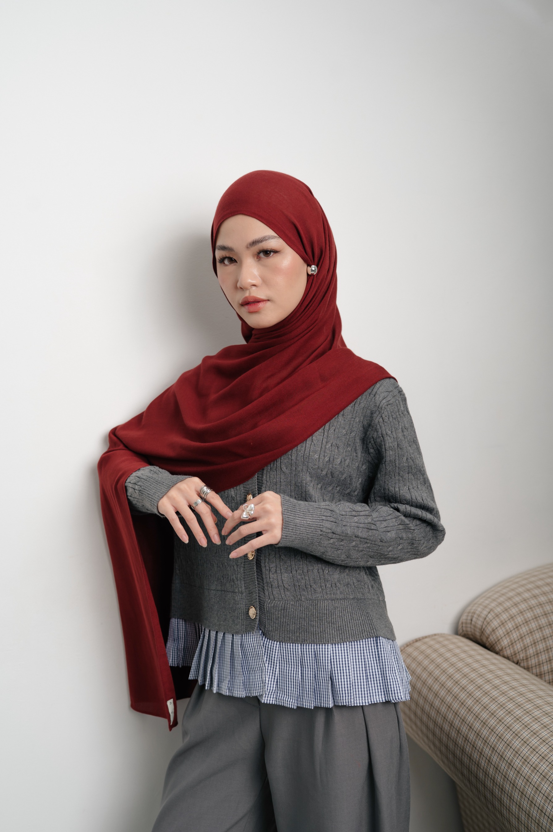 Sana Ruby Red | Pashmina Delicate Rayon