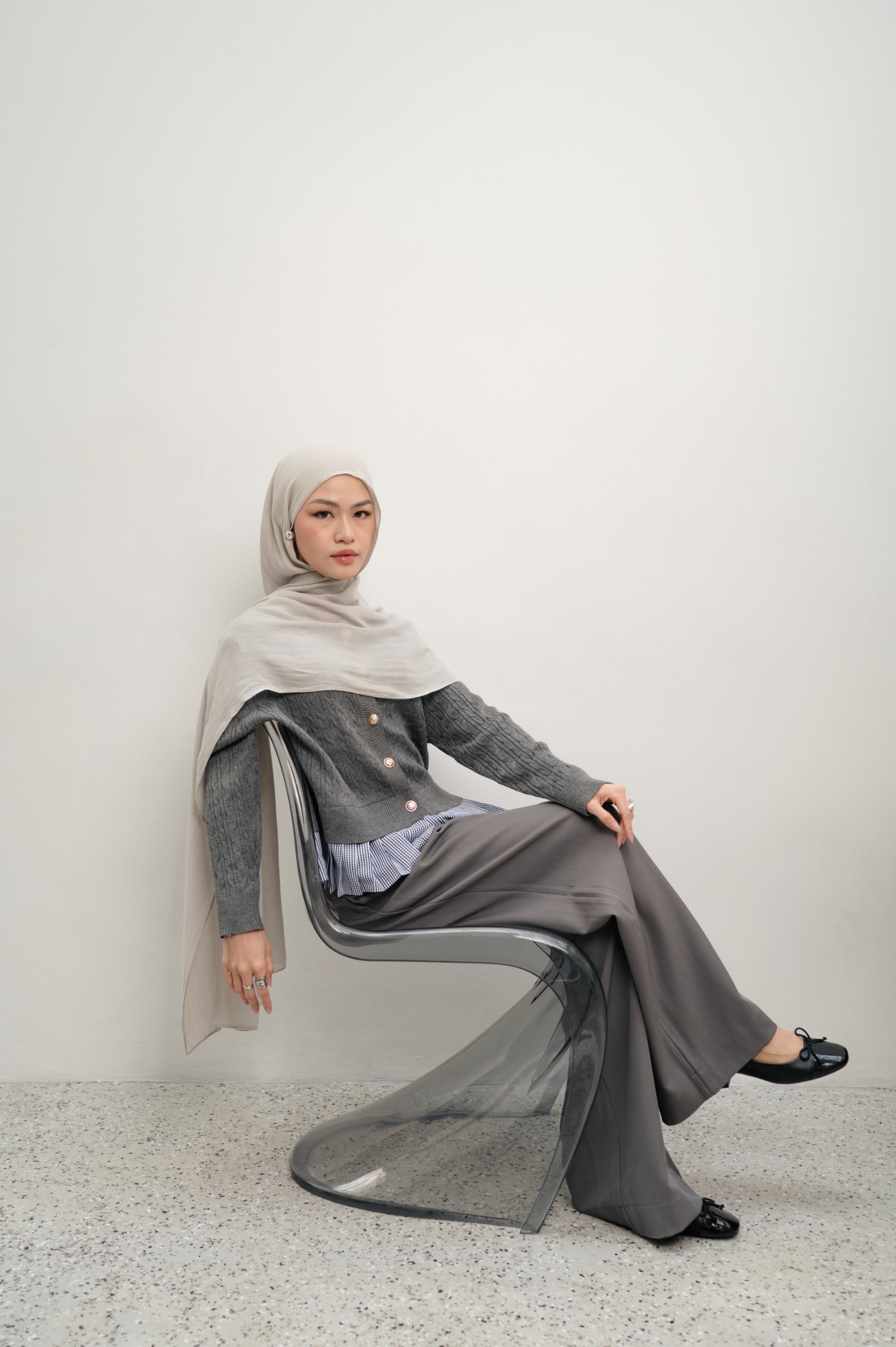 Sana Ice Grey | Pashmina Delicate Rayon