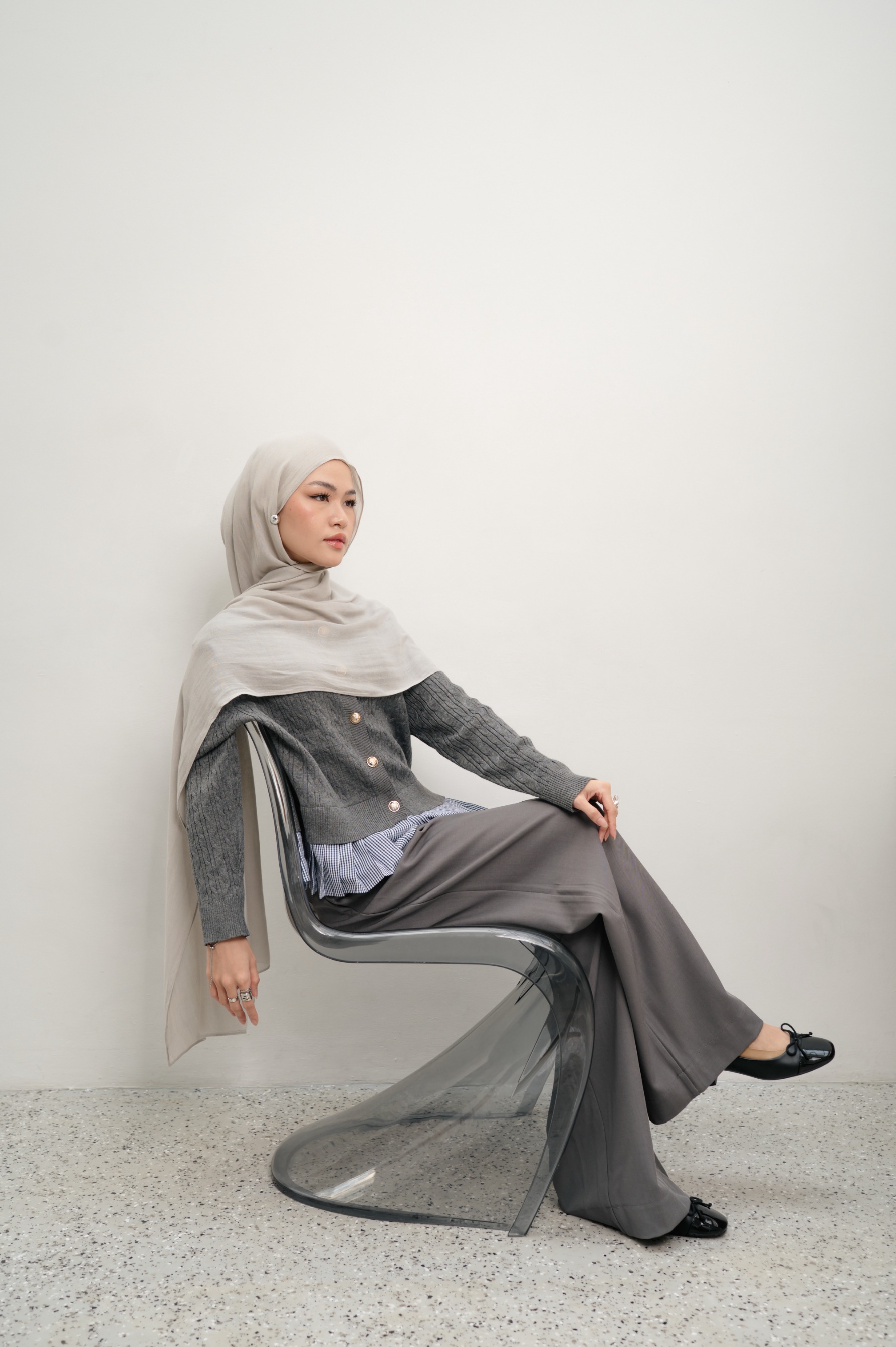 Sana Ice Grey | Pashmina Delicate Rayon