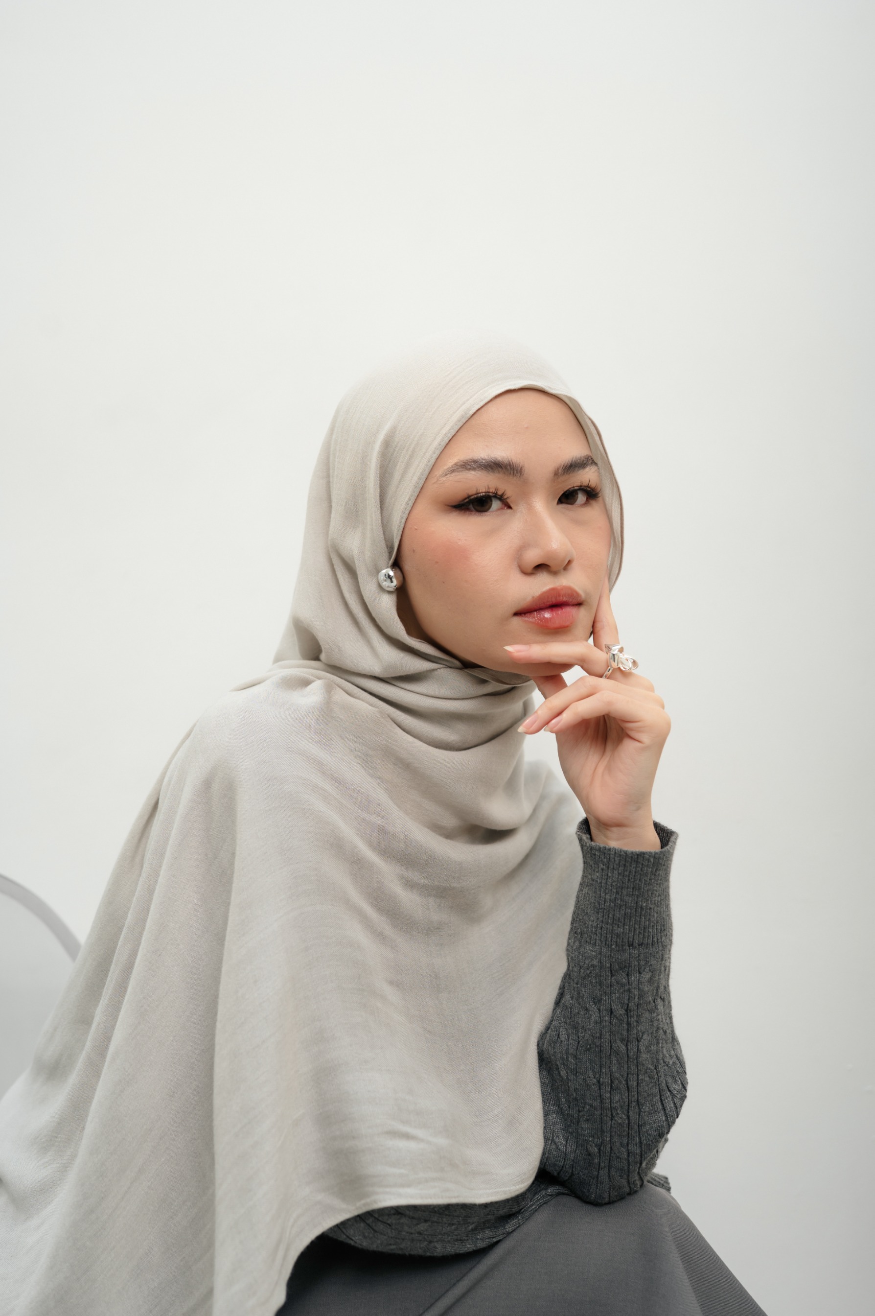 Sana Ice Grey | Pashmina Delicate Rayon