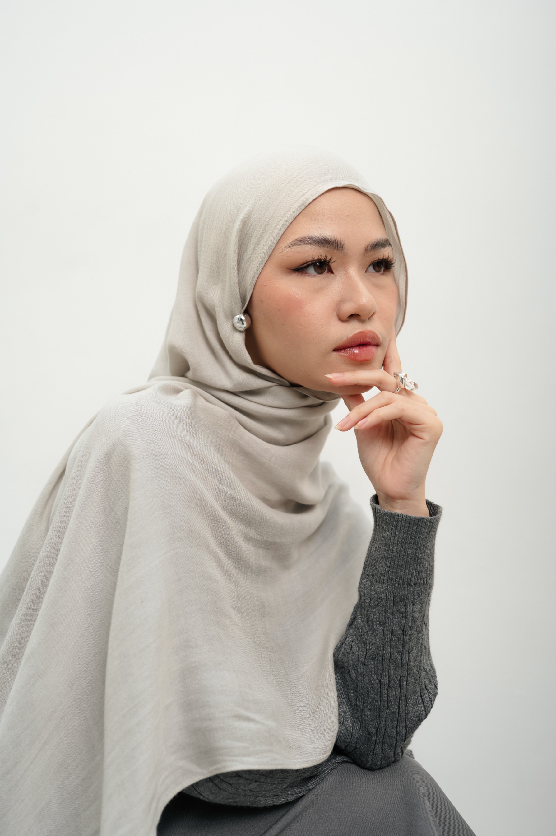 Sana Ice Grey | Pashmina Delicate Rayon