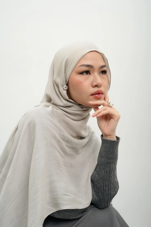 Image of Sana Ice Grey | Pashmina Delicate Rayon