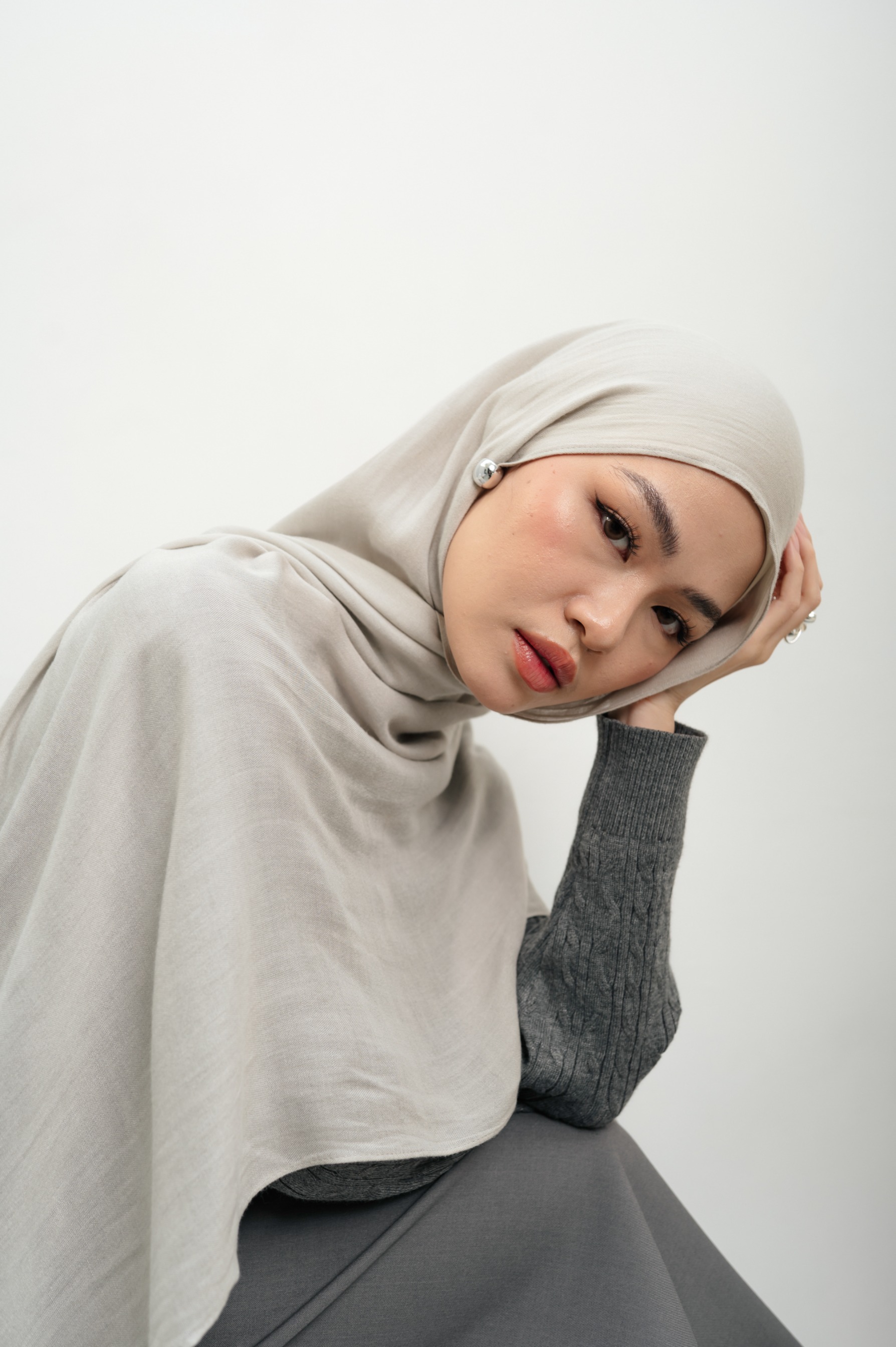 Sana Ice Grey | Pashmina Delicate Rayon