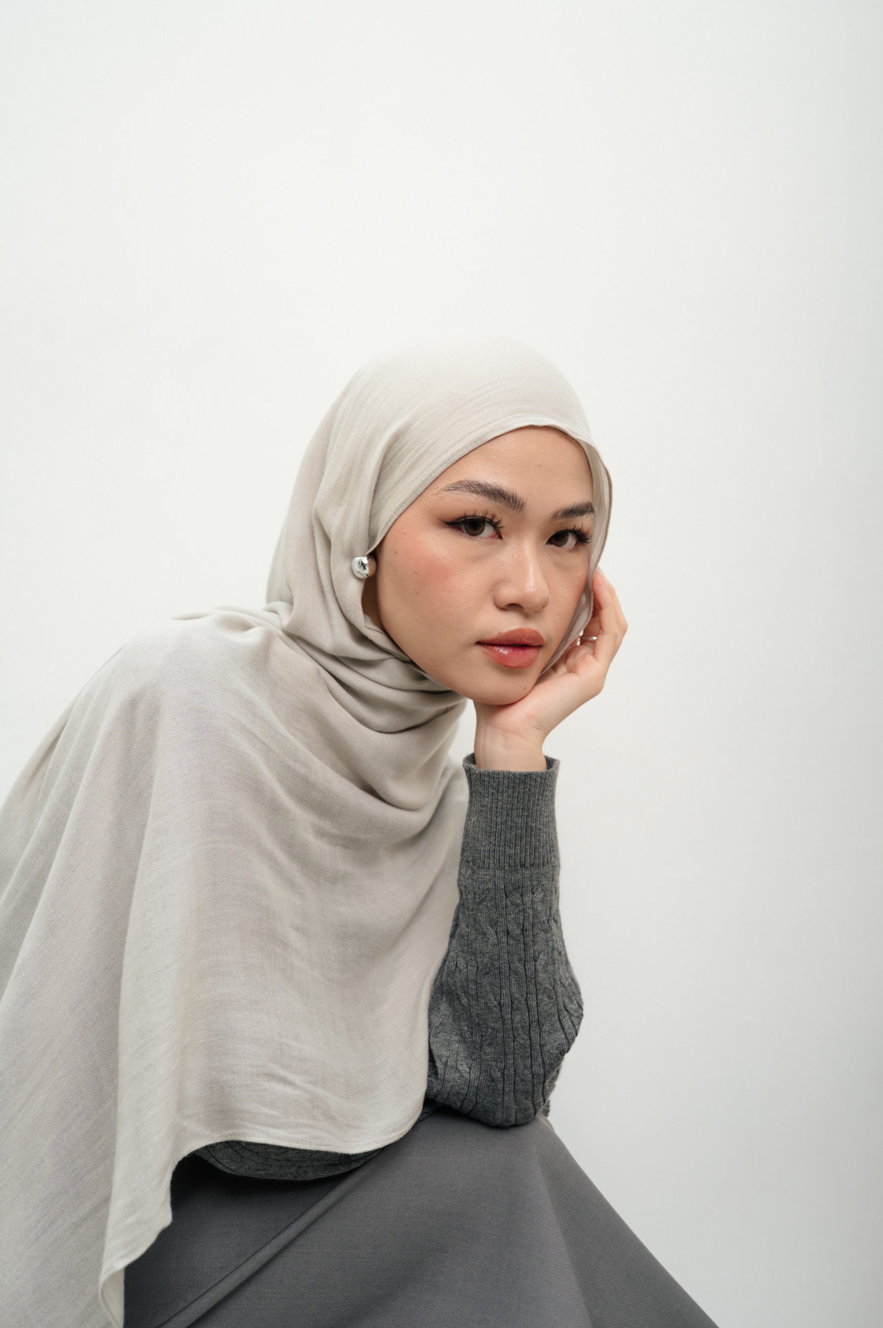 Sana Ice Grey | Pashmina Delicate Rayon