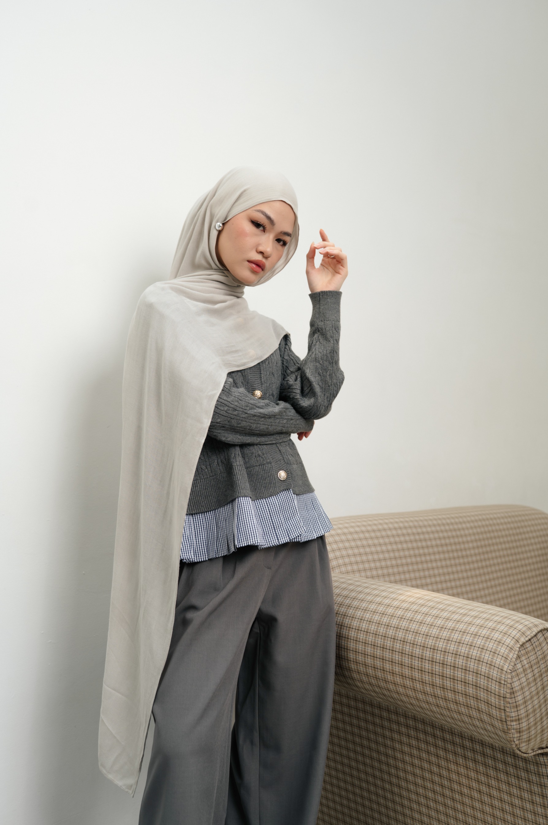 Sana Ice Grey | Pashmina Delicate Rayon