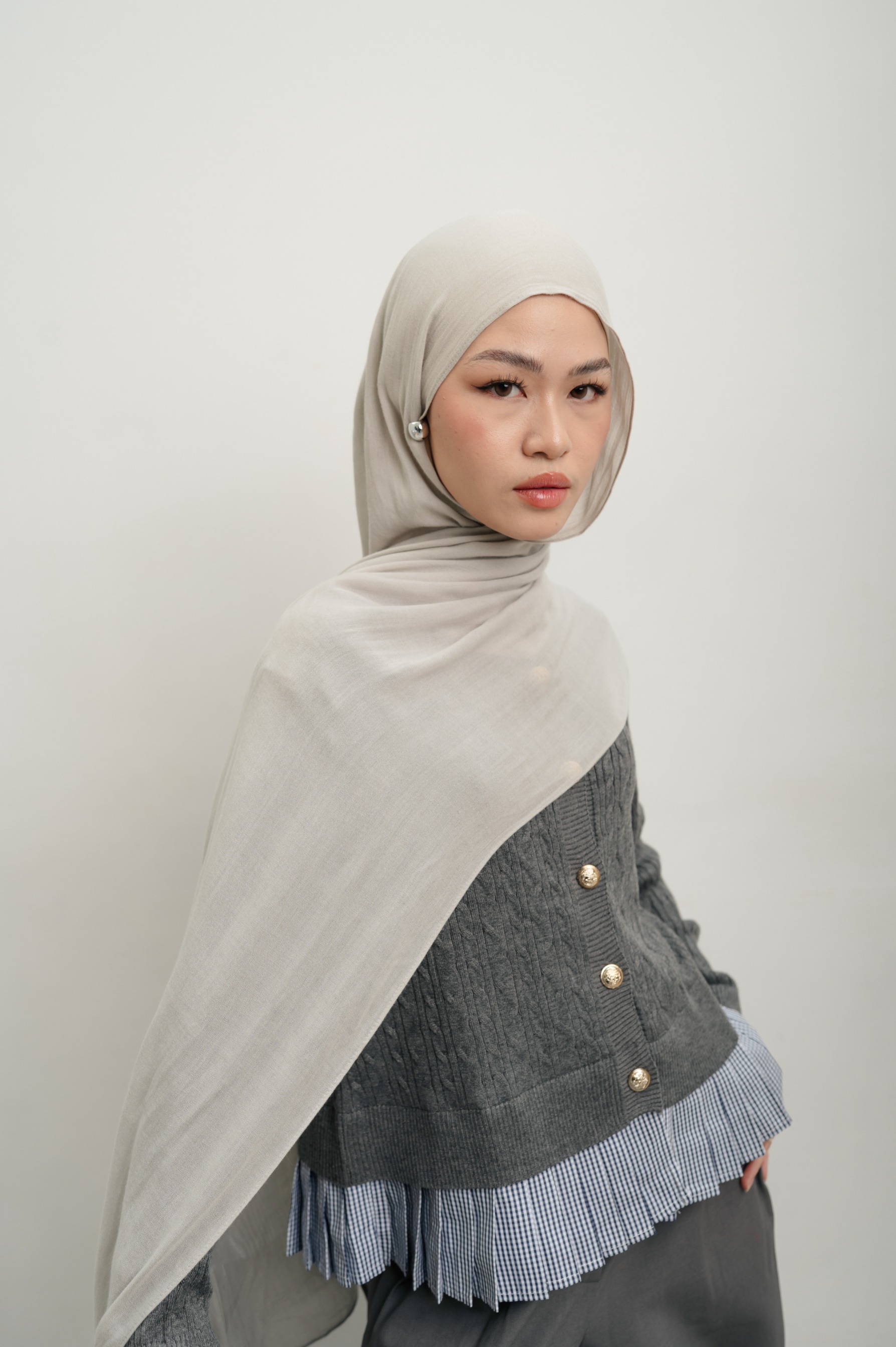 Sana Ice Grey | Pashmina Delicate Rayon