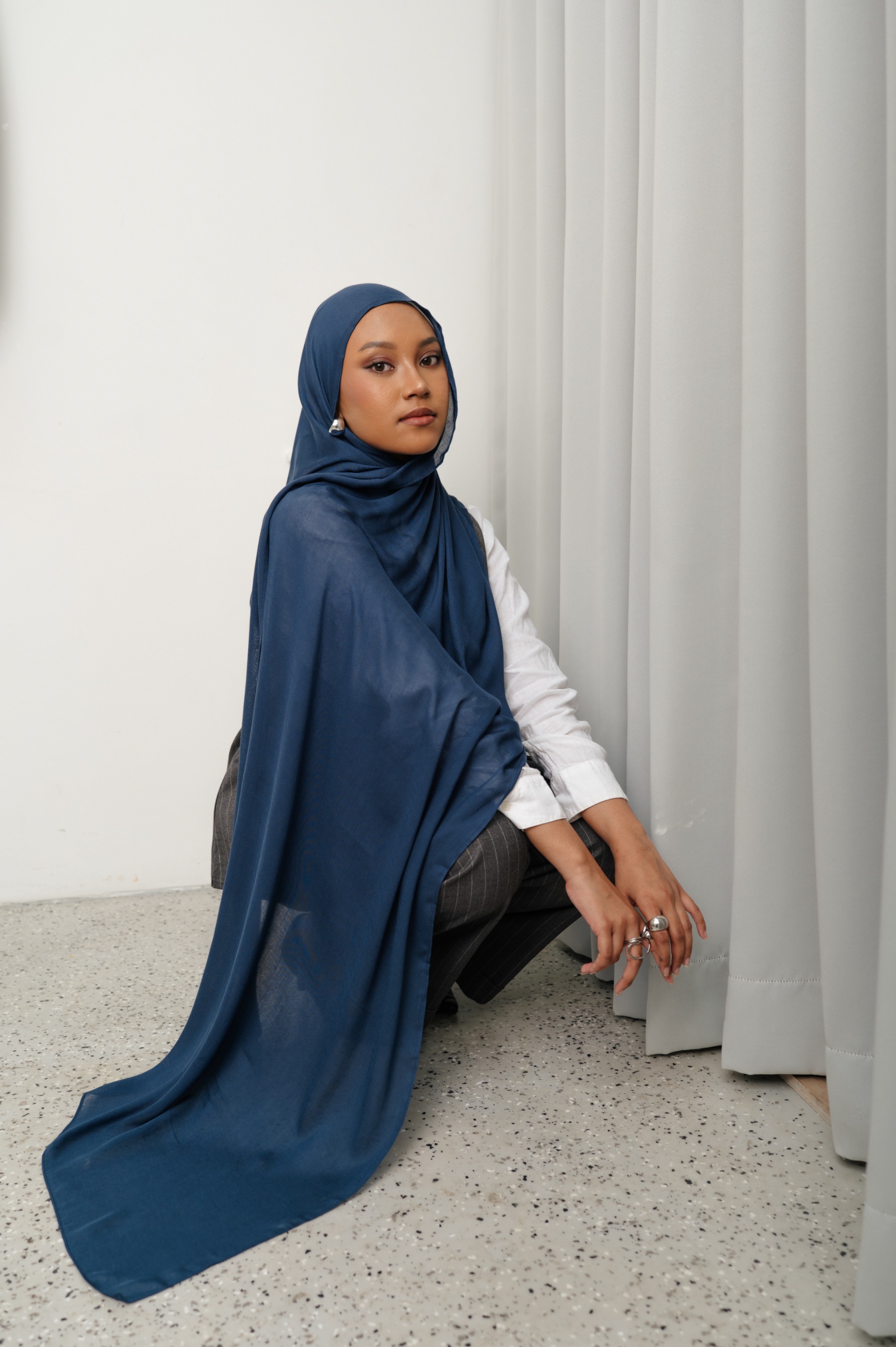 Sana Ocean Blue | Pashmina Delicate Rayon