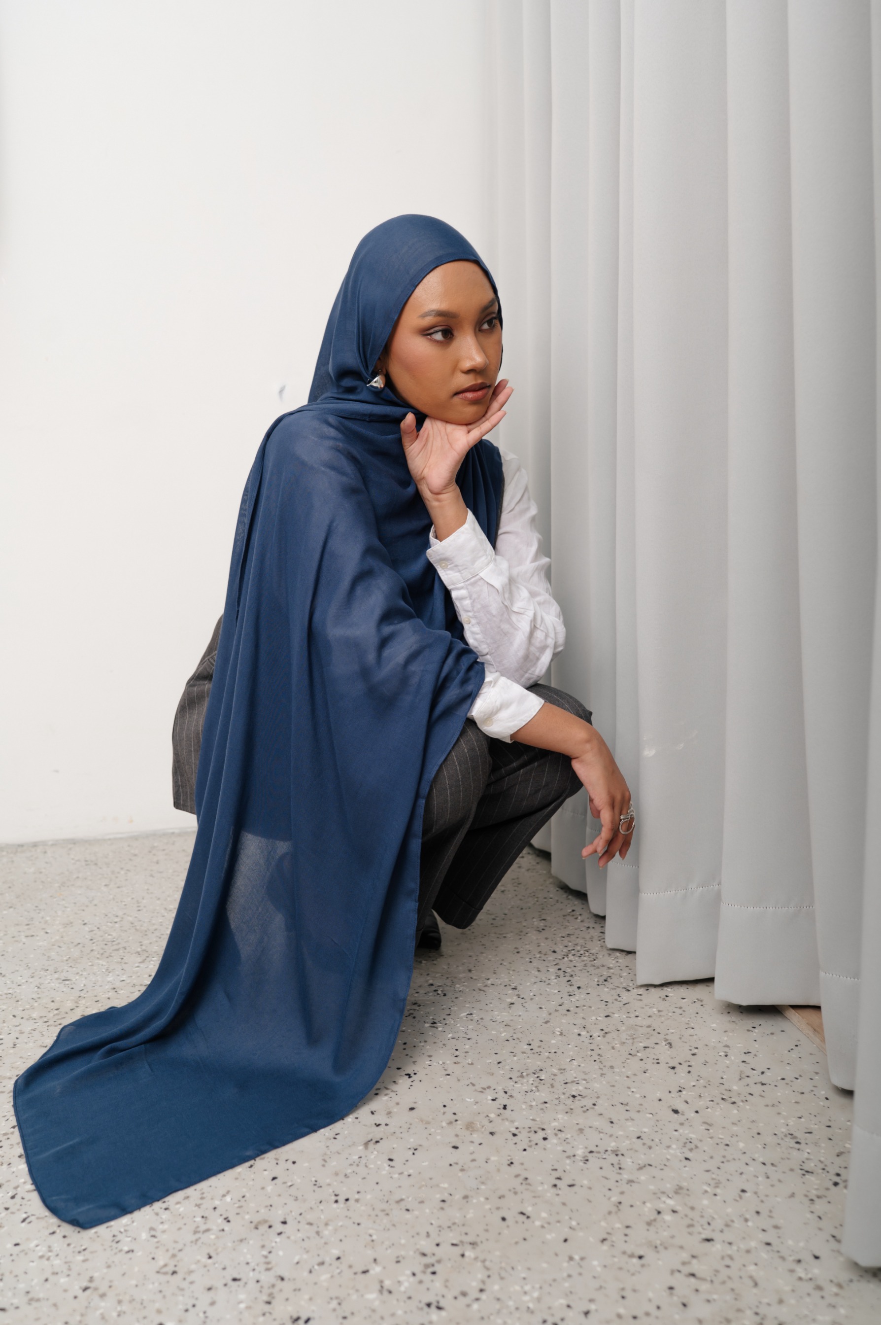 Sana Ocean Blue | Pashmina Delicate Rayon