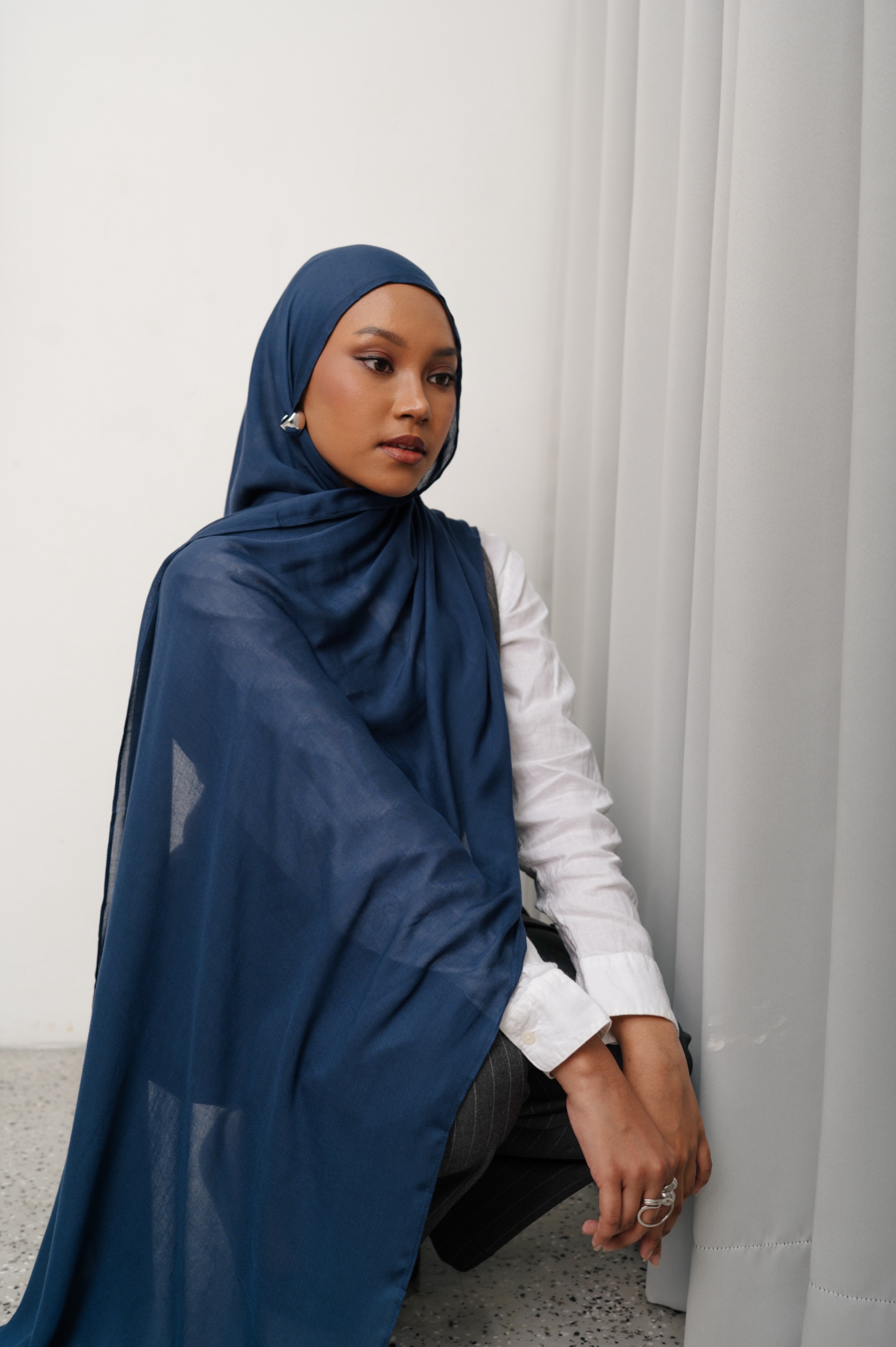 Sana Ocean Blue | Pashmina Delicate Rayon