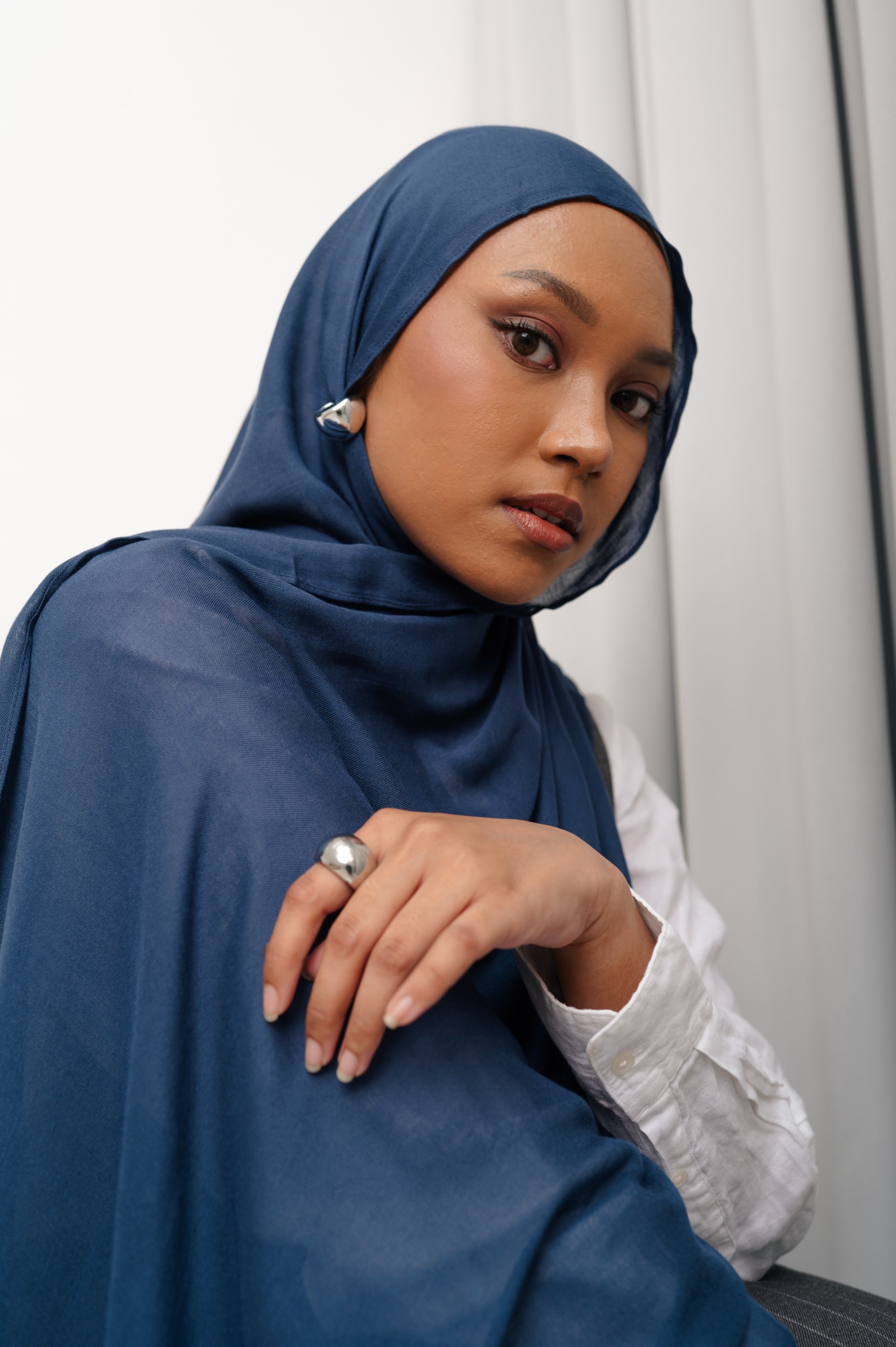 Sana Ocean Blue | Pashmina Delicate Rayon
