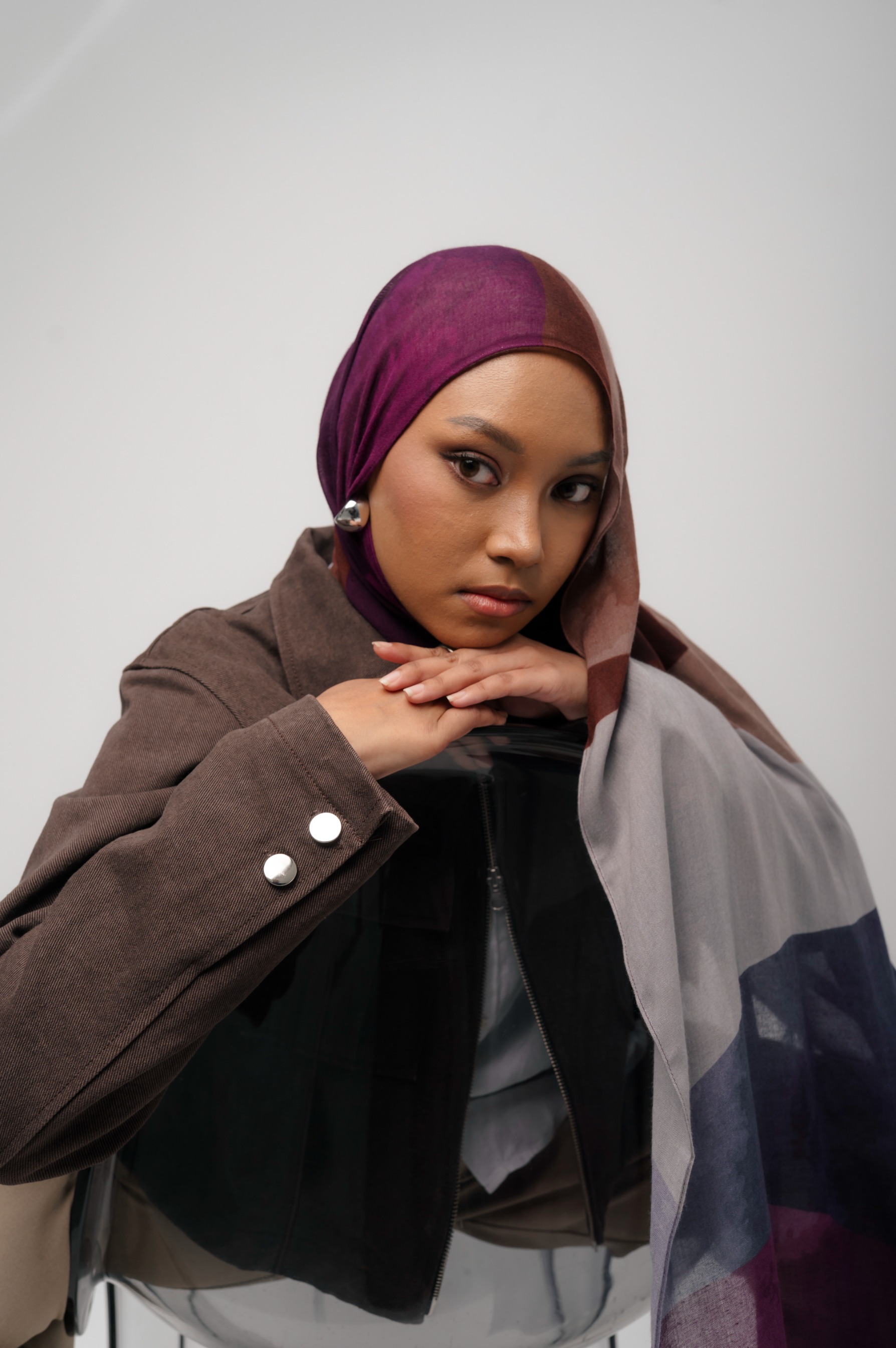 Sora Scarf Plum Waves | Pashmina Printed Modals