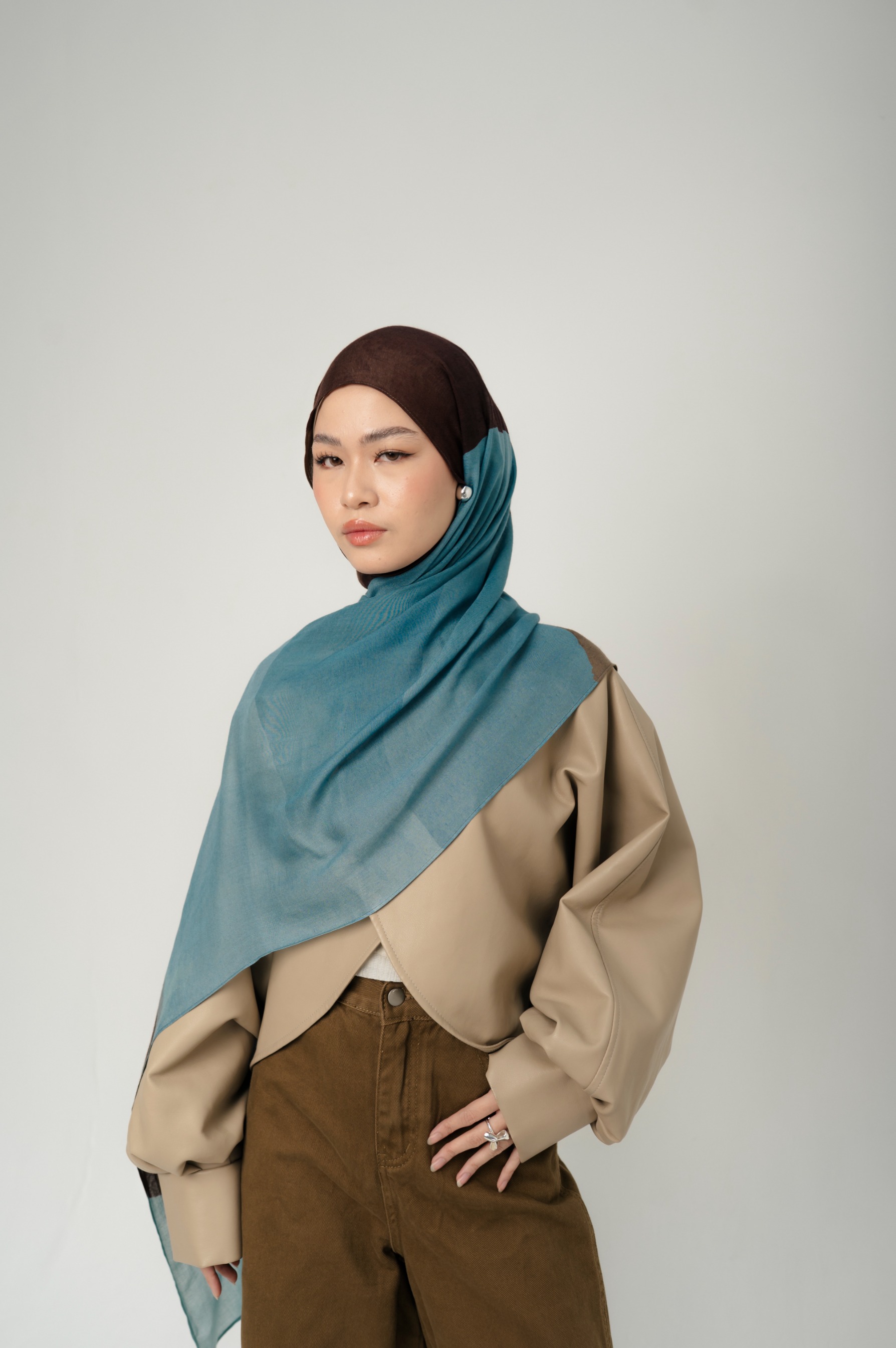 Sora Scarf Cocoa Blue | Pashmina Printed Modals