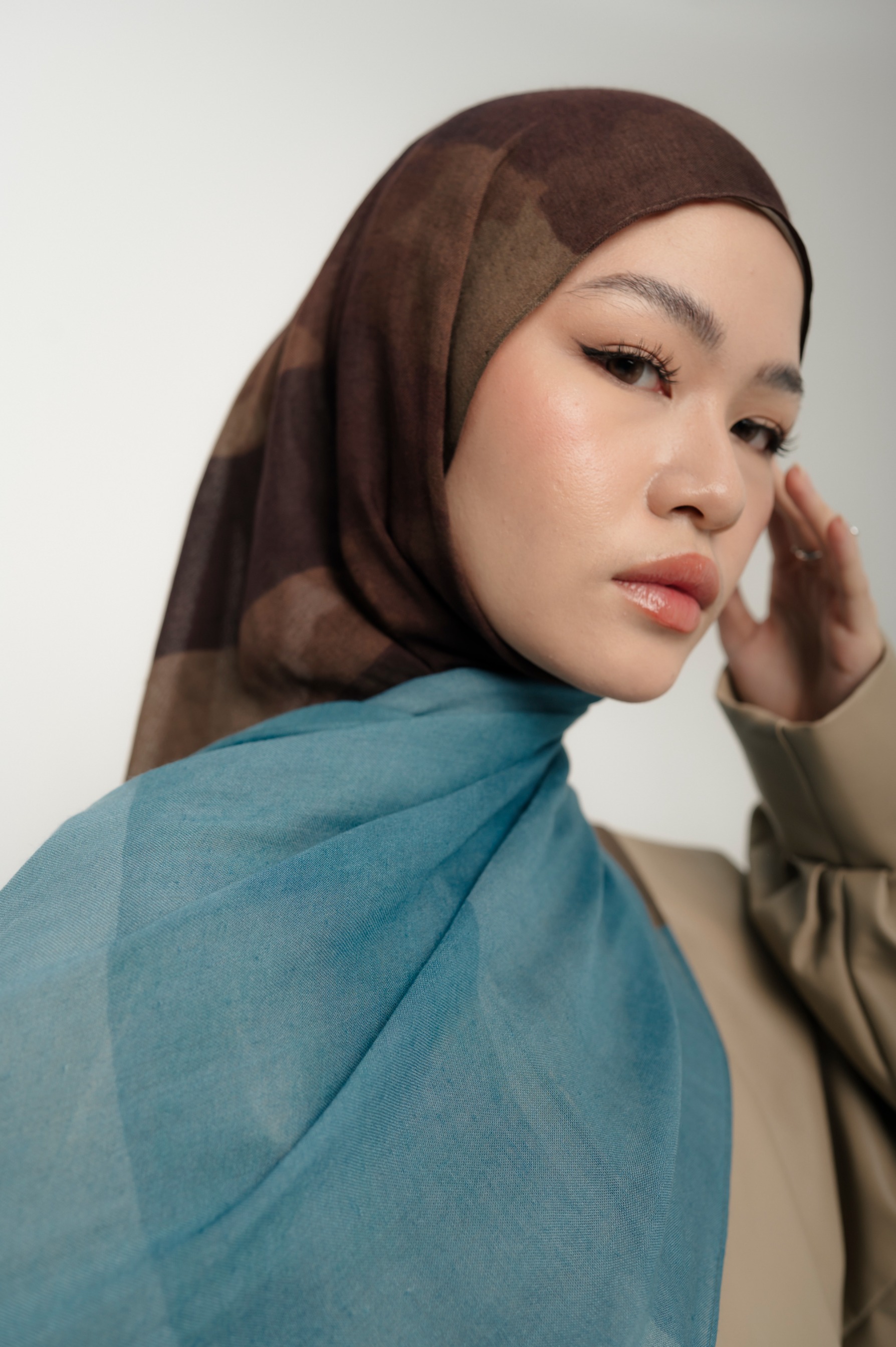 Sora Scarf Cocoa Blue | Pashmina Printed Modals