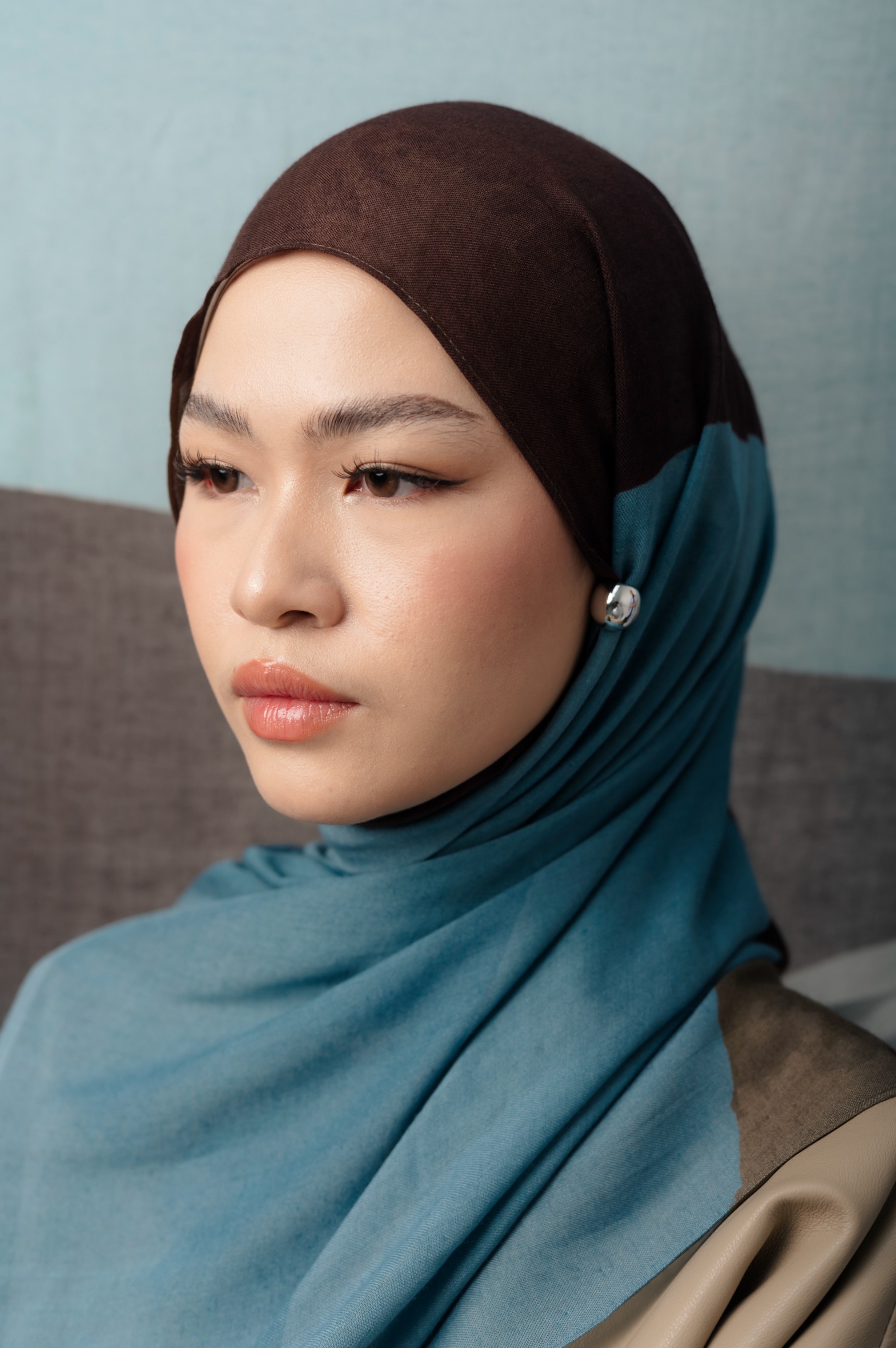 Sora Scarf Cocoa Blue | Pashmina Printed Modals