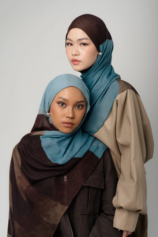Image of Sora Scarf Cocoa Blue | Pashmina Printed Modals