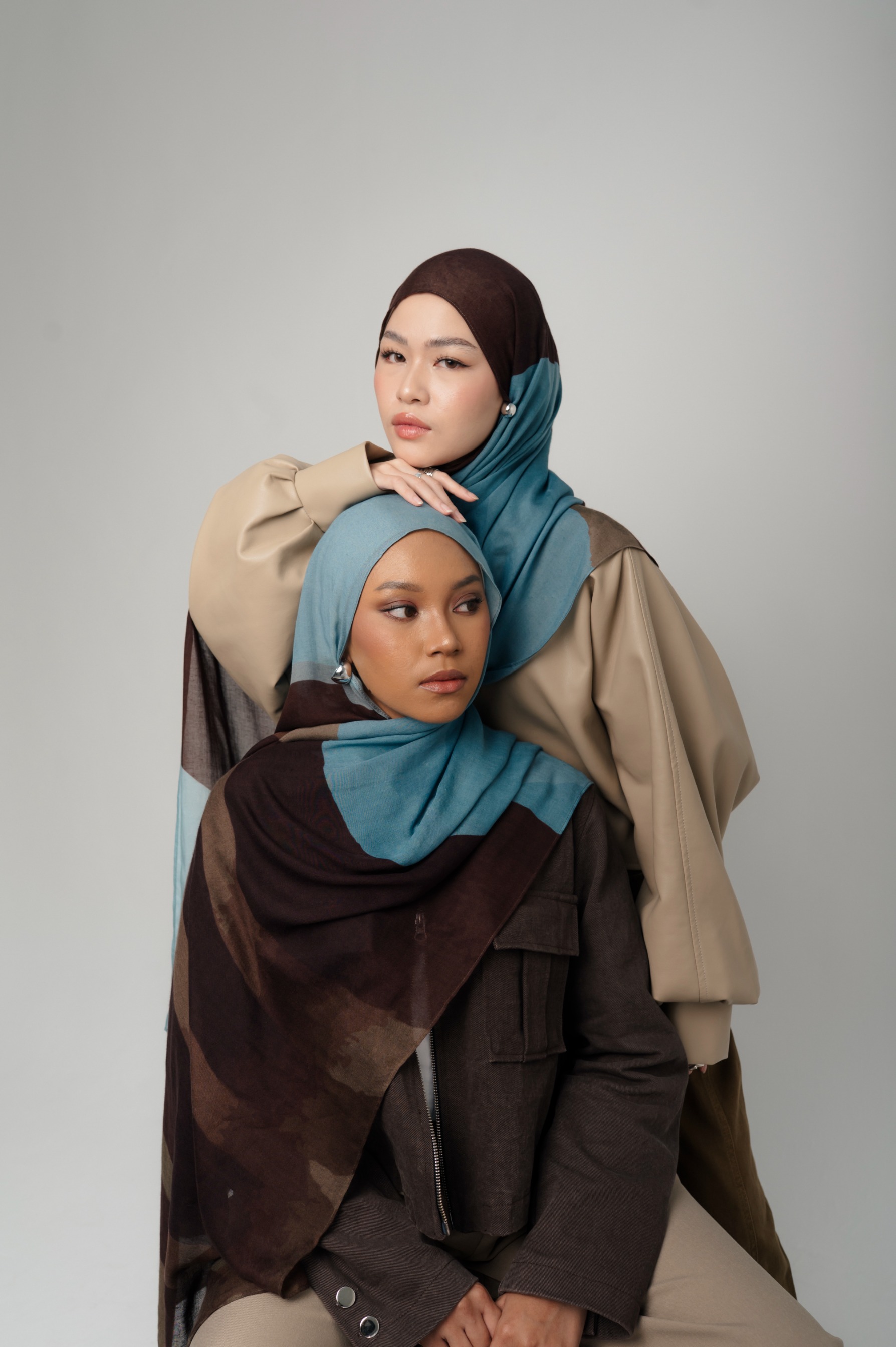 Sora Scarf Cocoa Blue | Pashmina Printed Modals